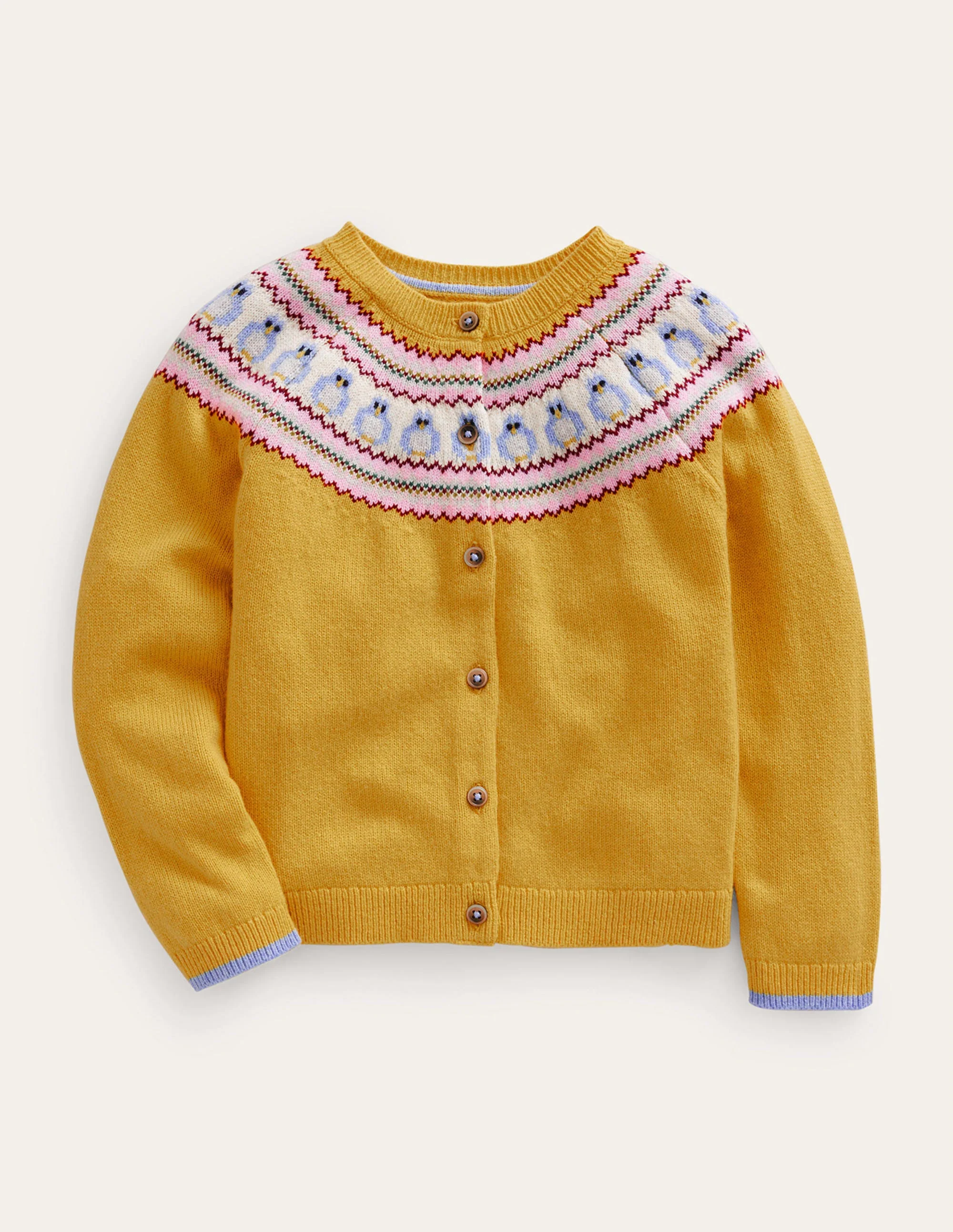 Fun Fair Isle Cardigan-Yellow Owls