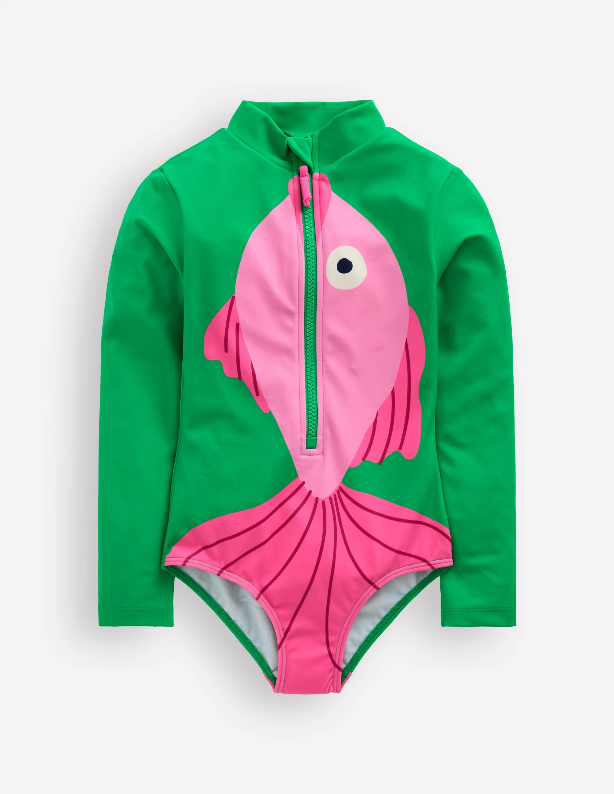Fun Long-sleeved Swimsuit-Bright Emerald Fish