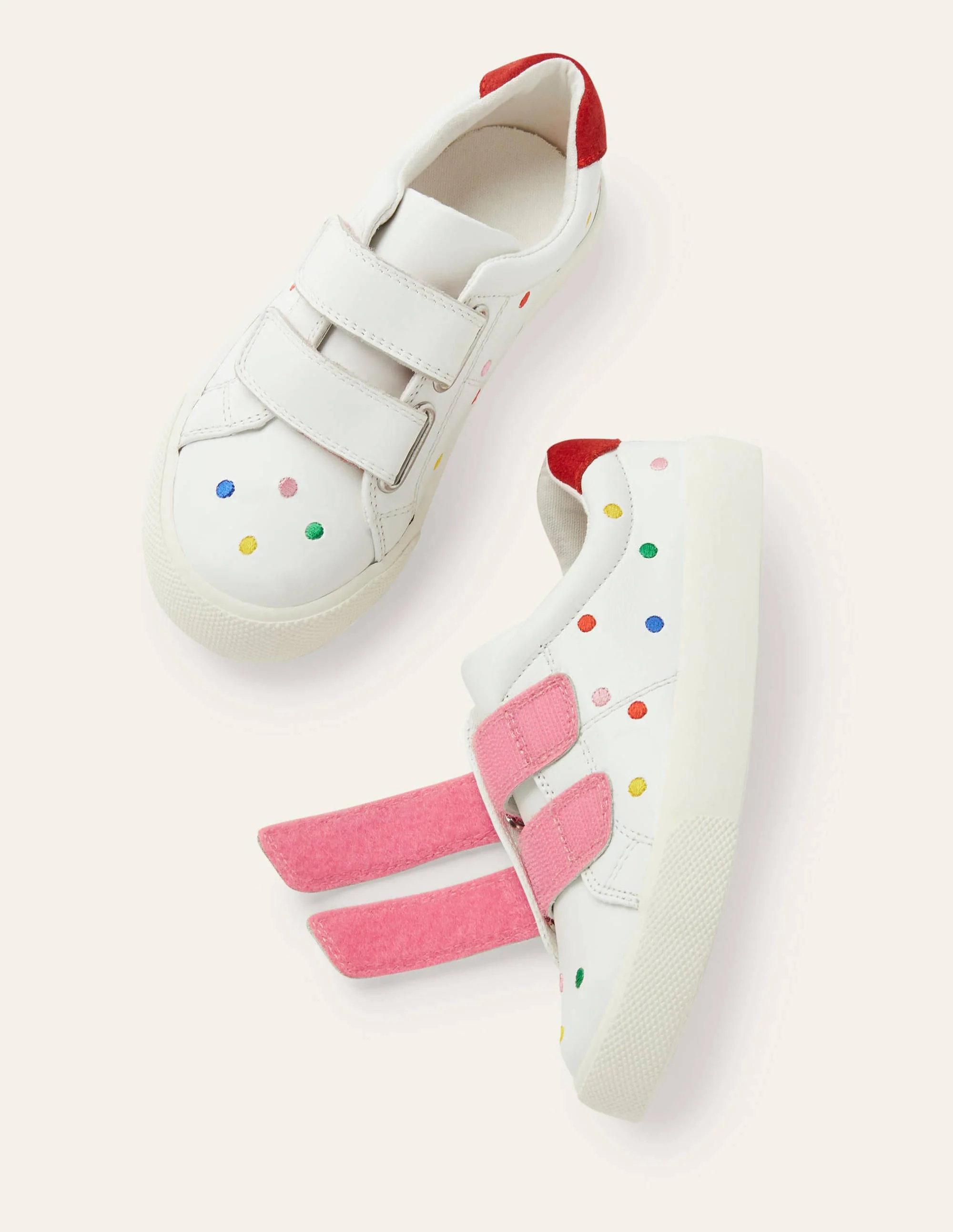 Fun Low Tops-White Leather Rainbow Spots