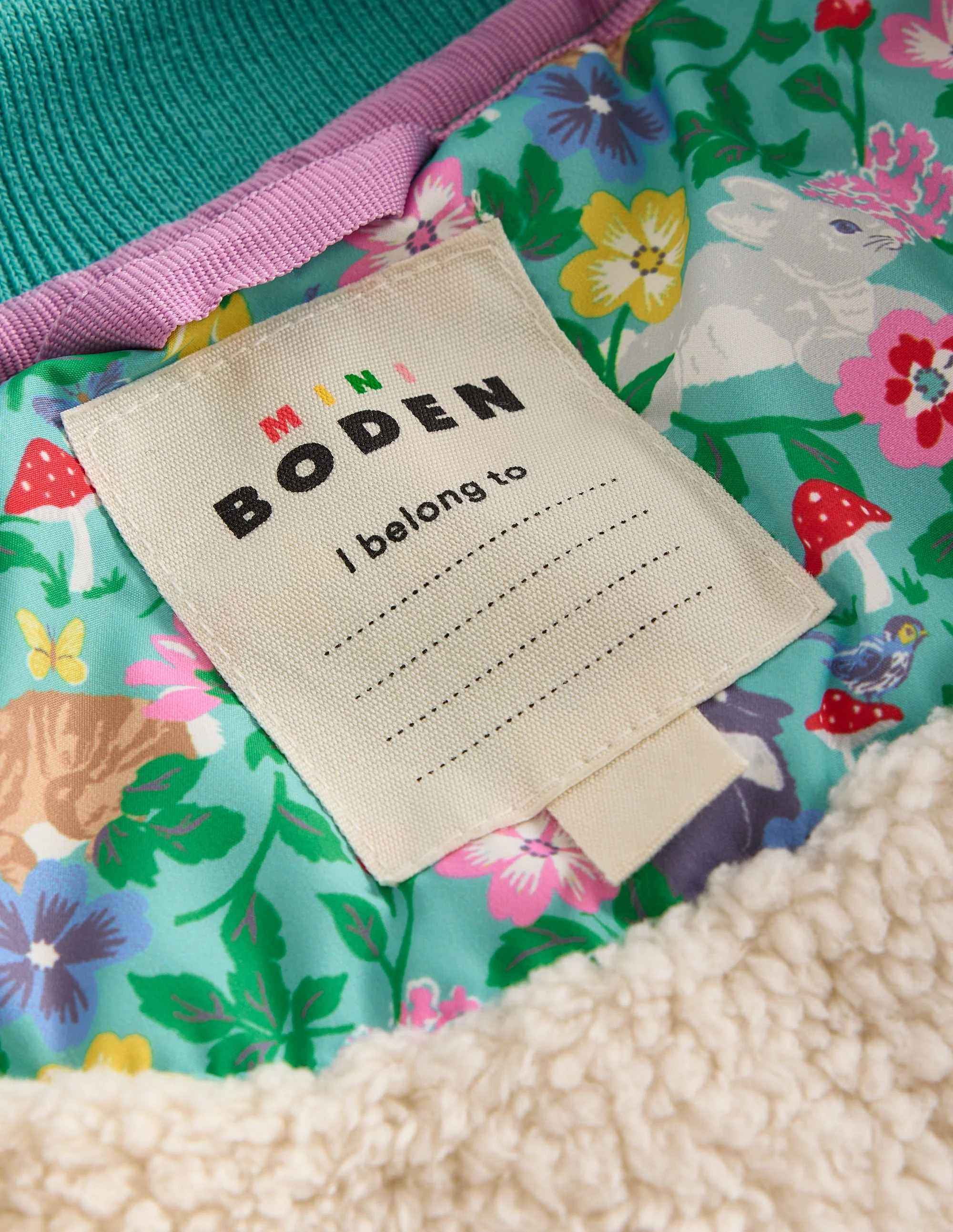 Fun Quilted Bomber Jacket-Brook Blue Bunny Field - Image 4