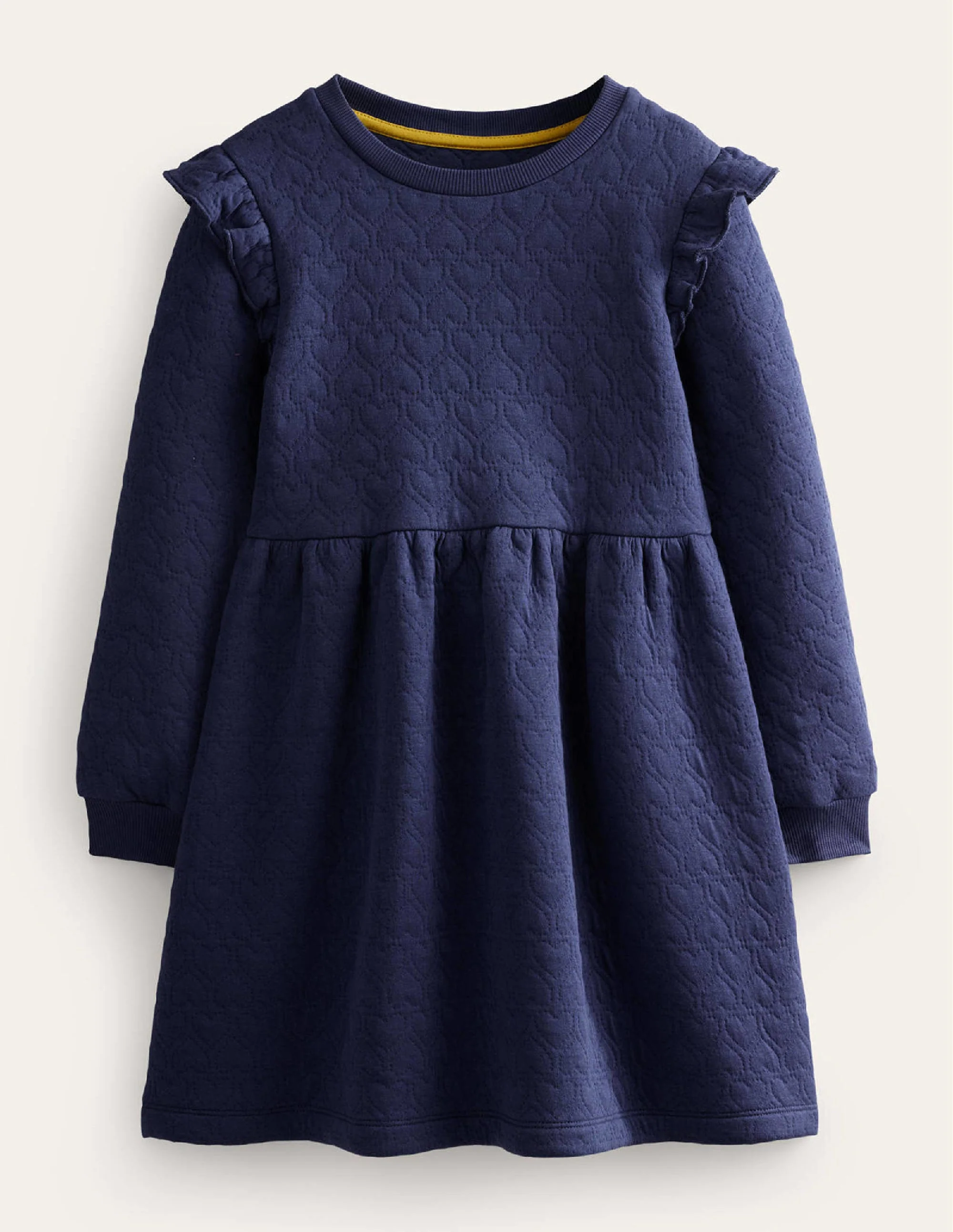 Heart Jacquard Sweat Dress-College Navy