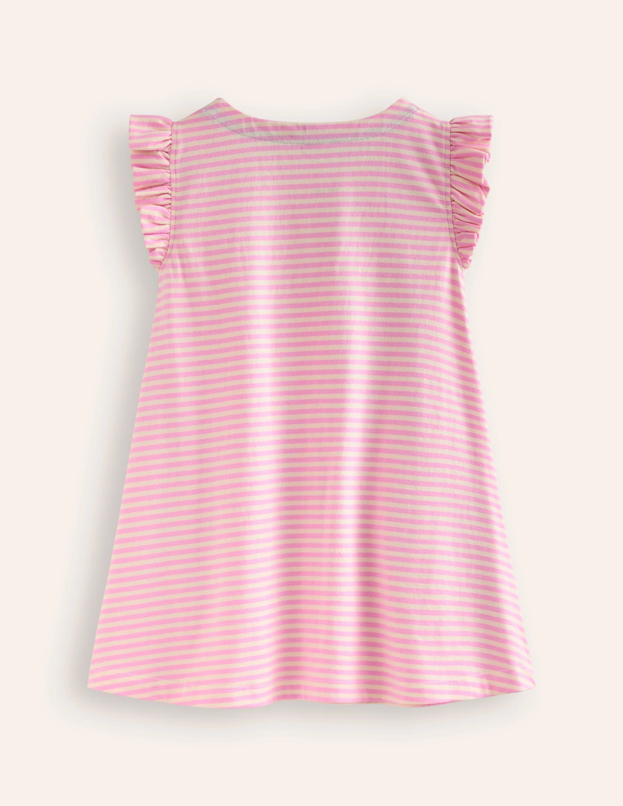 Heart Pocket Frill Tunic-Bubblegum Pink/Ivory Hearts - Image 2