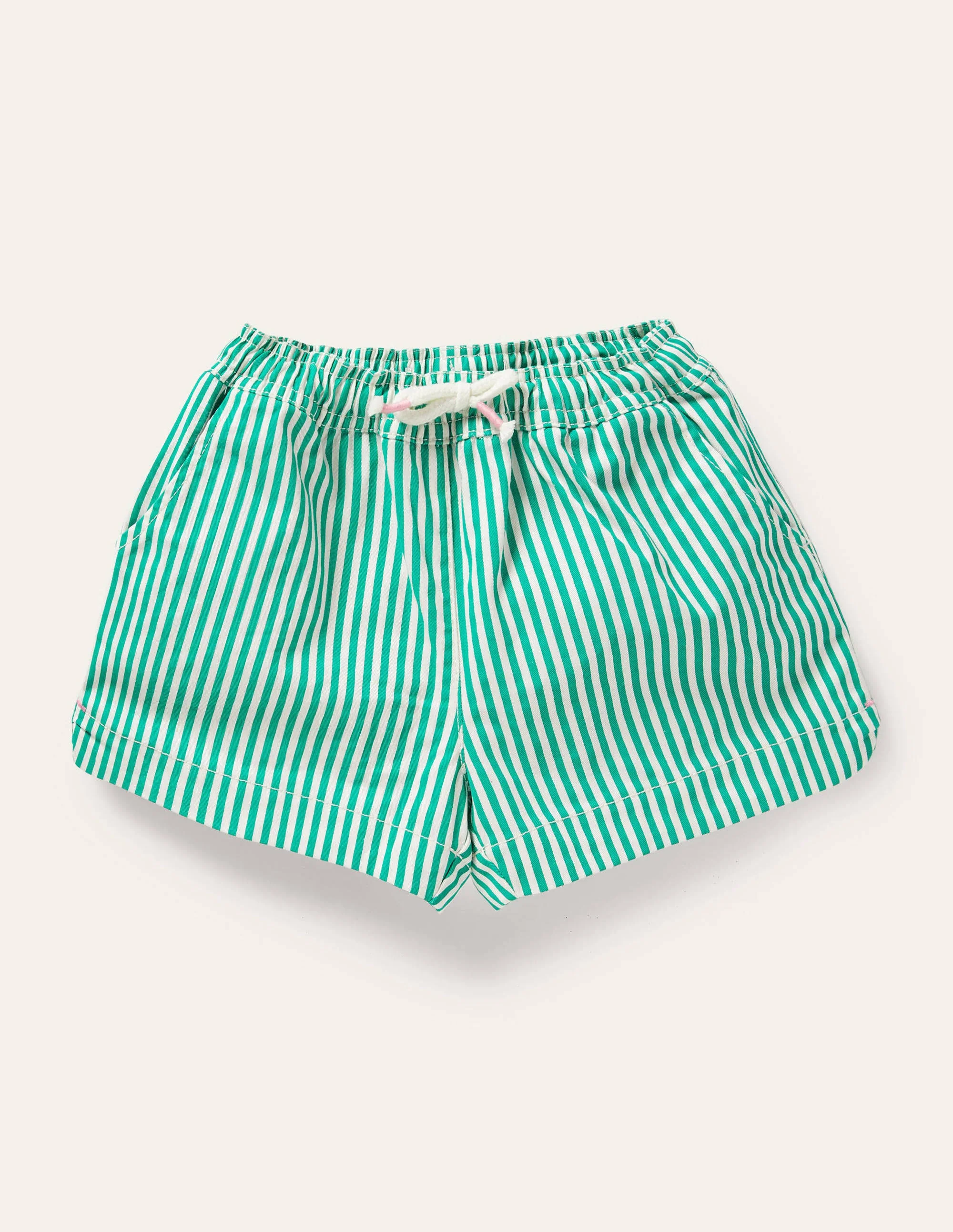 Heart Pocket Shorts-Green Pepper Ticking