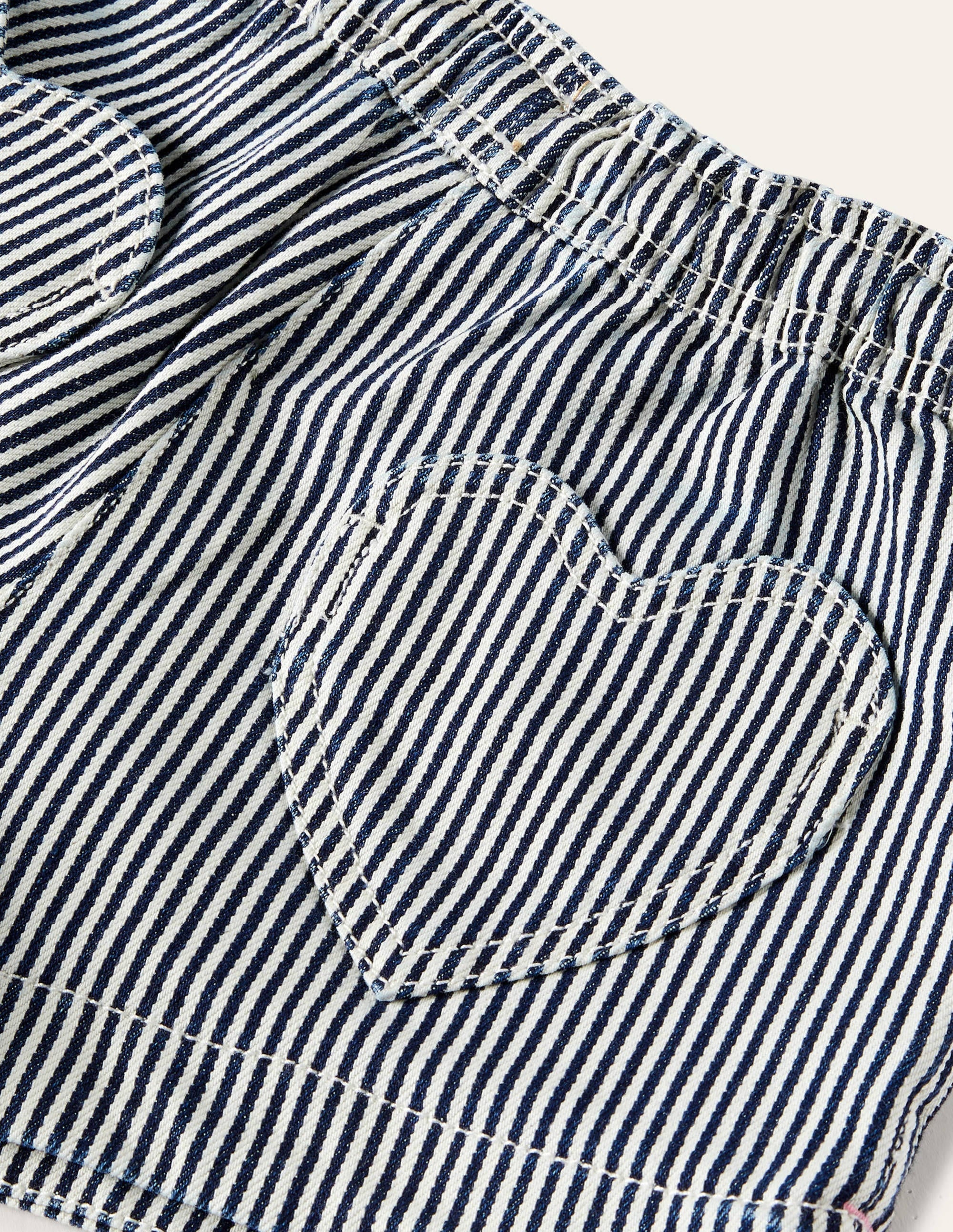 Heart Pocket Shorts-Indigo/Ivory Ticking - Image 3