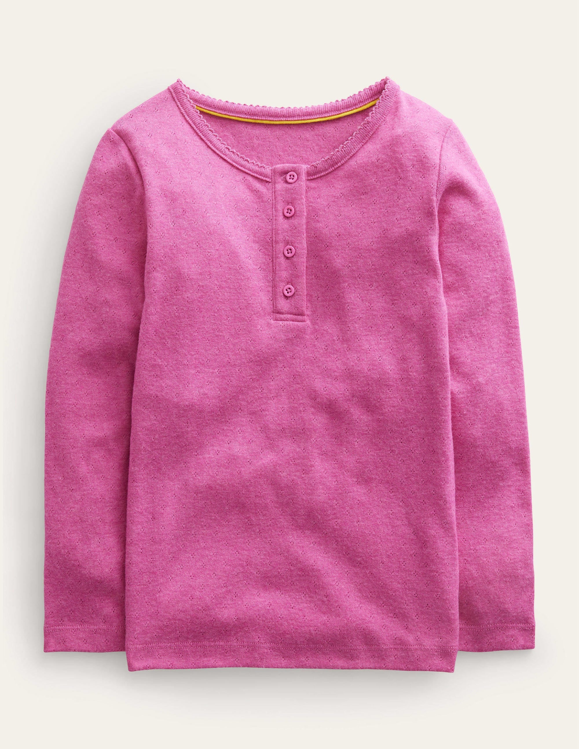 Henley Pointelle Top-Phlox Pink