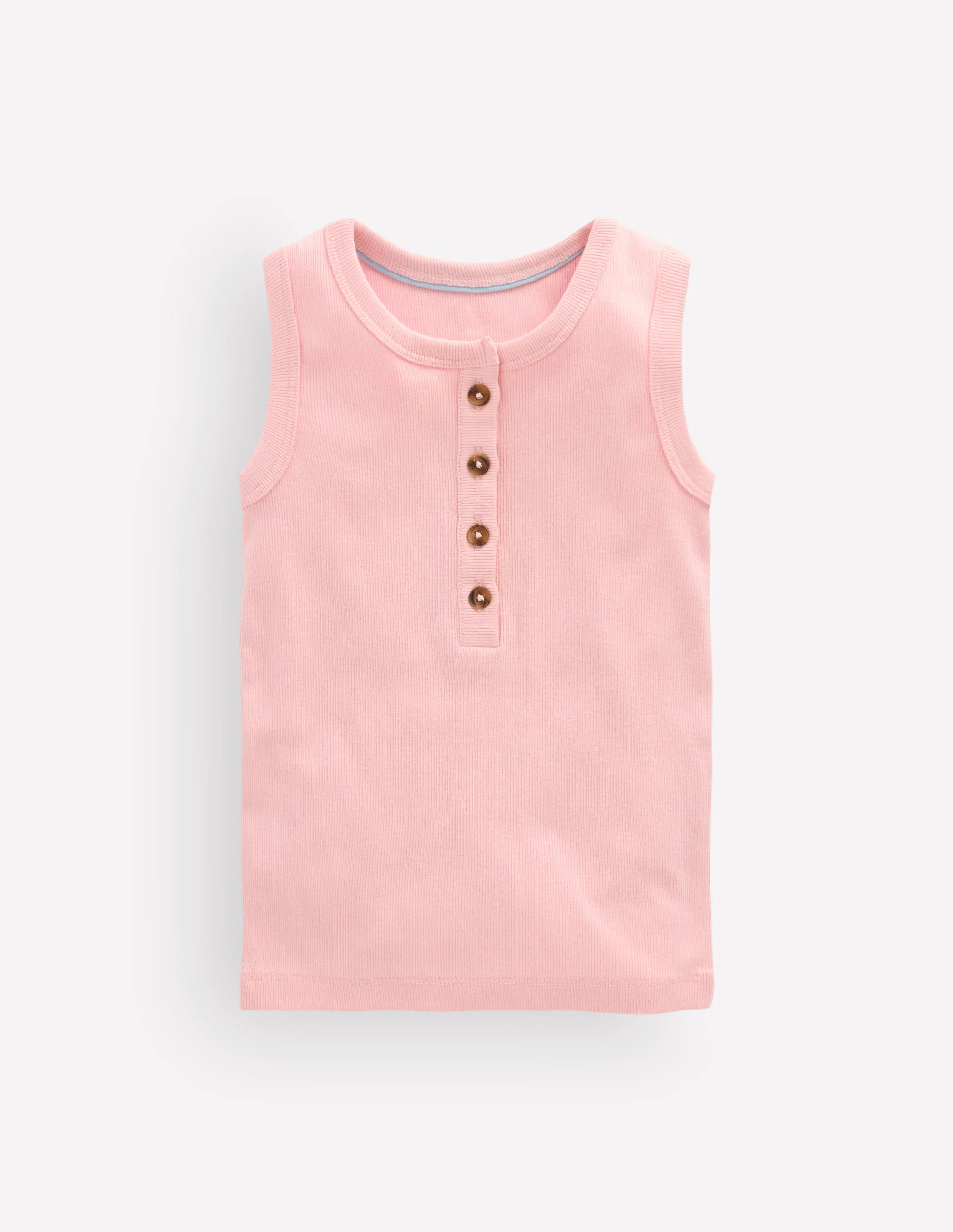 Henley Ribbed Vest-Chalk Pink