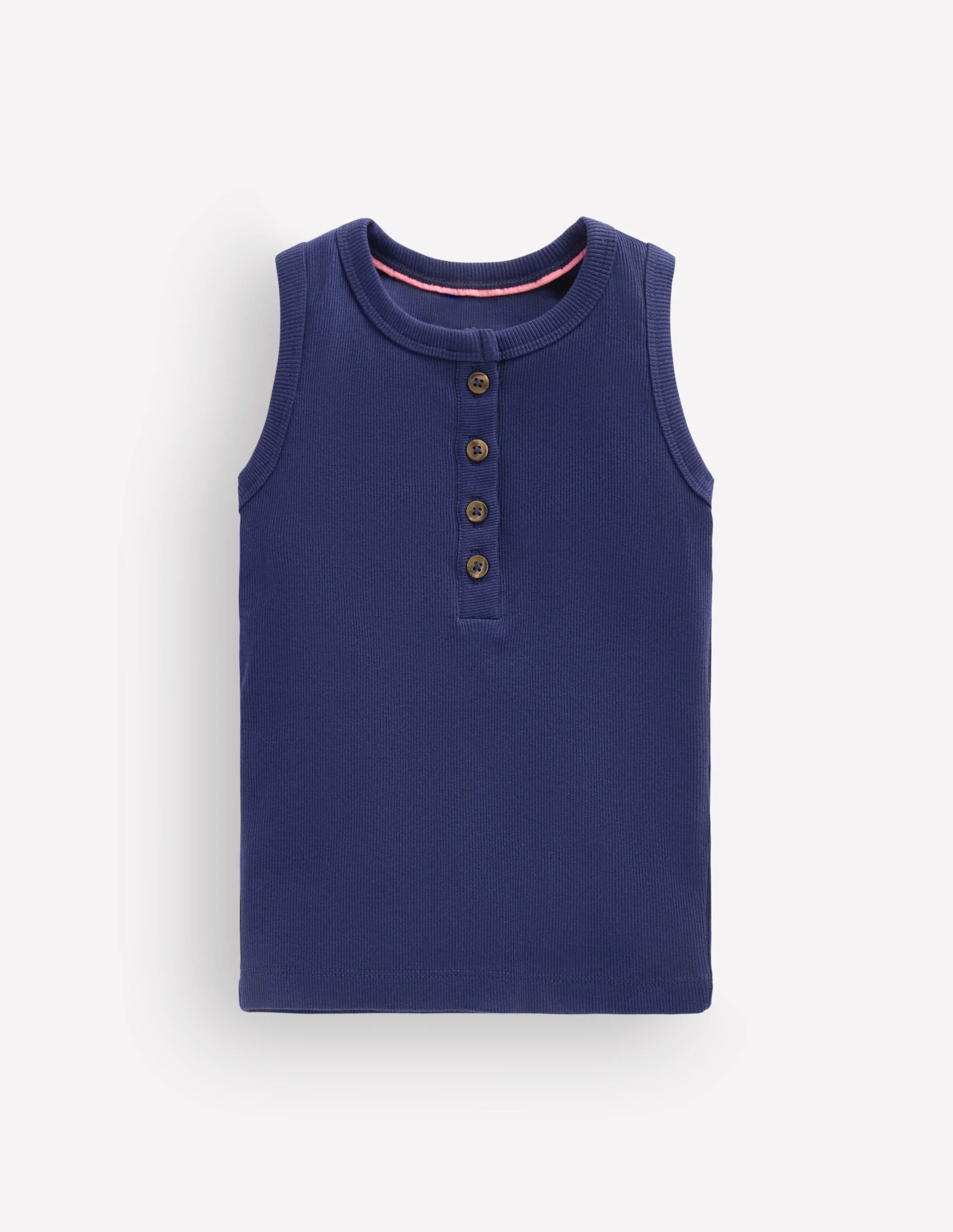 Henley Ribbed Vest-College Navy