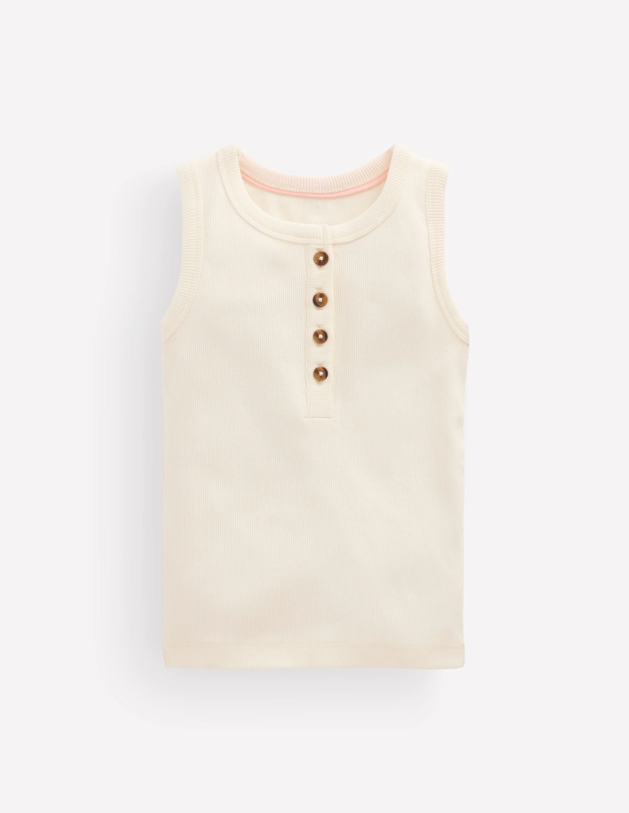 Henley Ribbed Vest-Soft Ivory