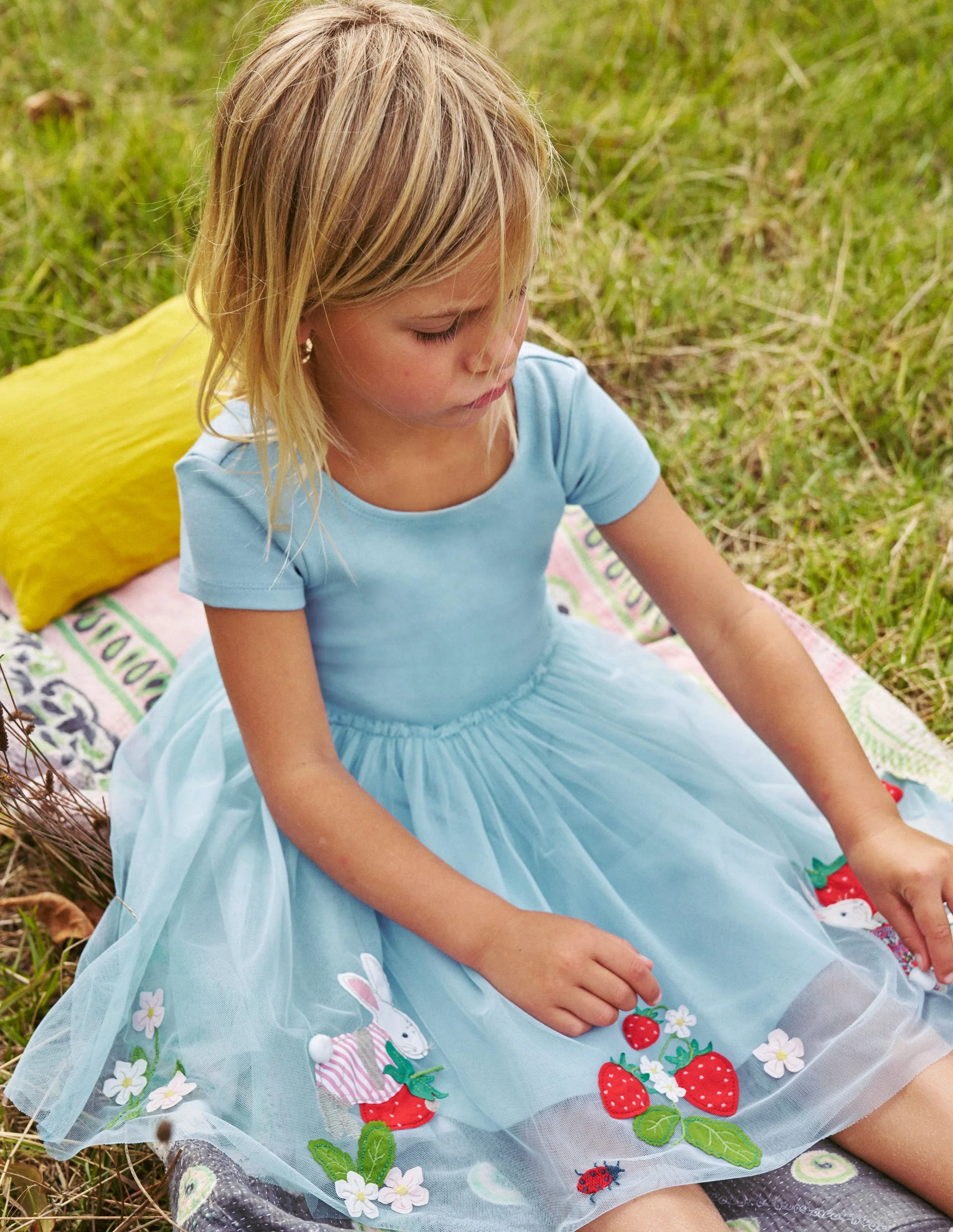 Katie Appliqué Tulle Dress-Vintage Blue - Image 4