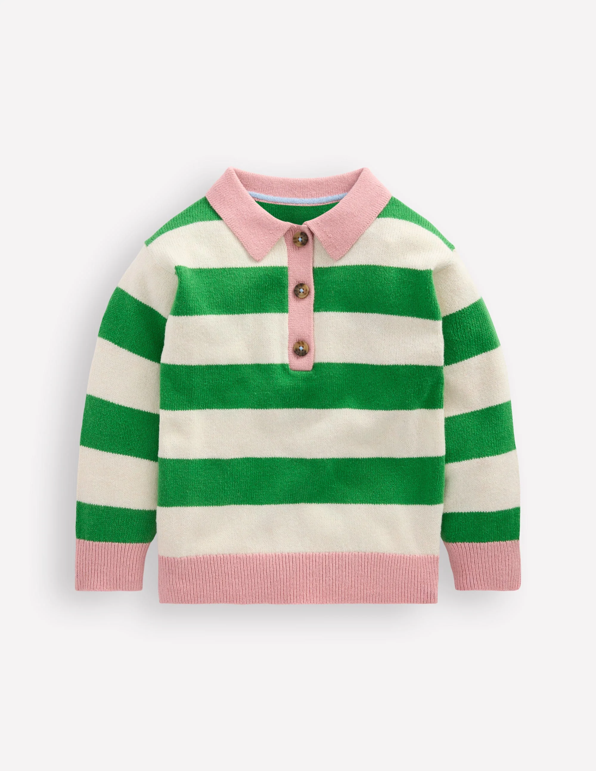 Knitted Rugby Jumper-Pea Green/Ecru Marl - Image 4