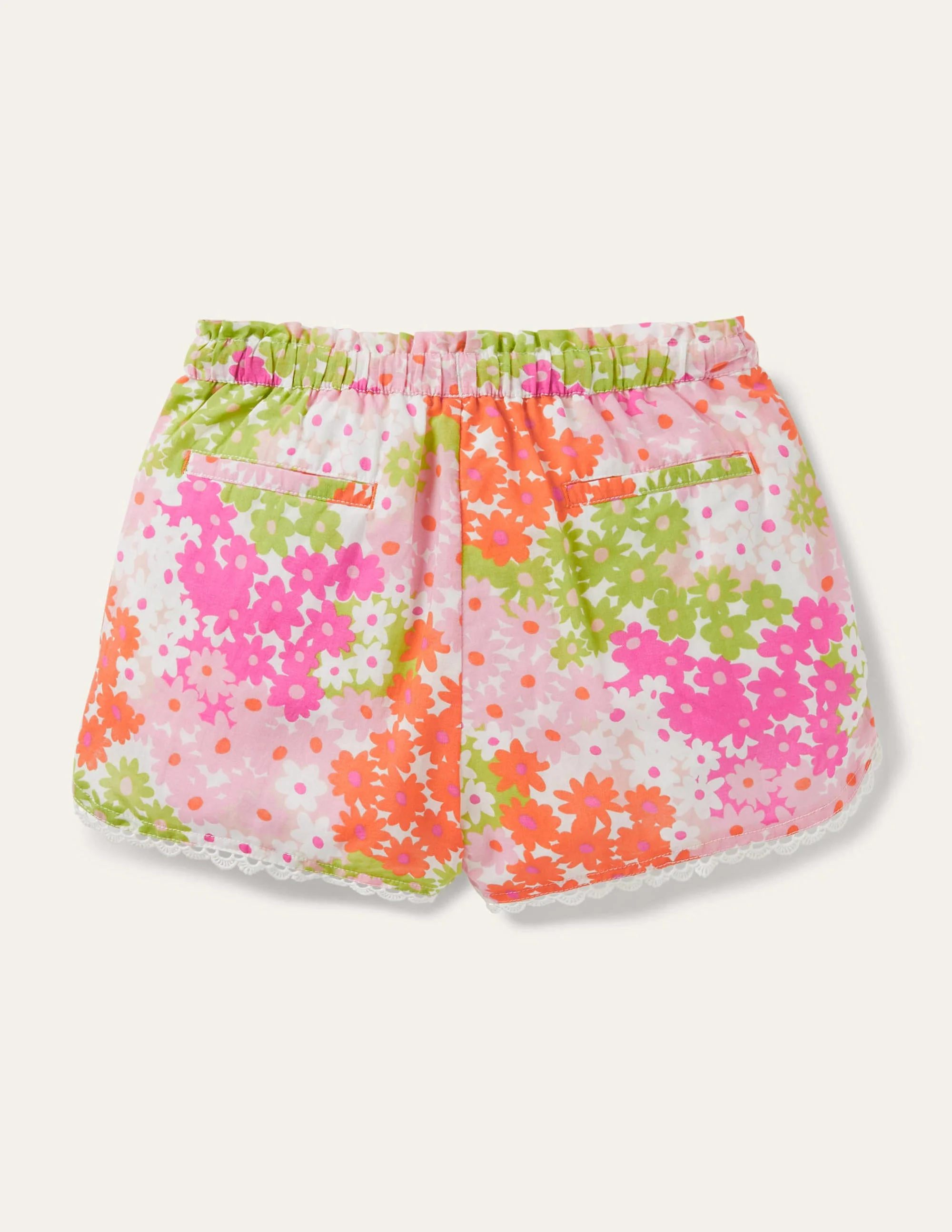 Lace Detail Shorts-Soft Coral Pink Summer Daisy - Image 2