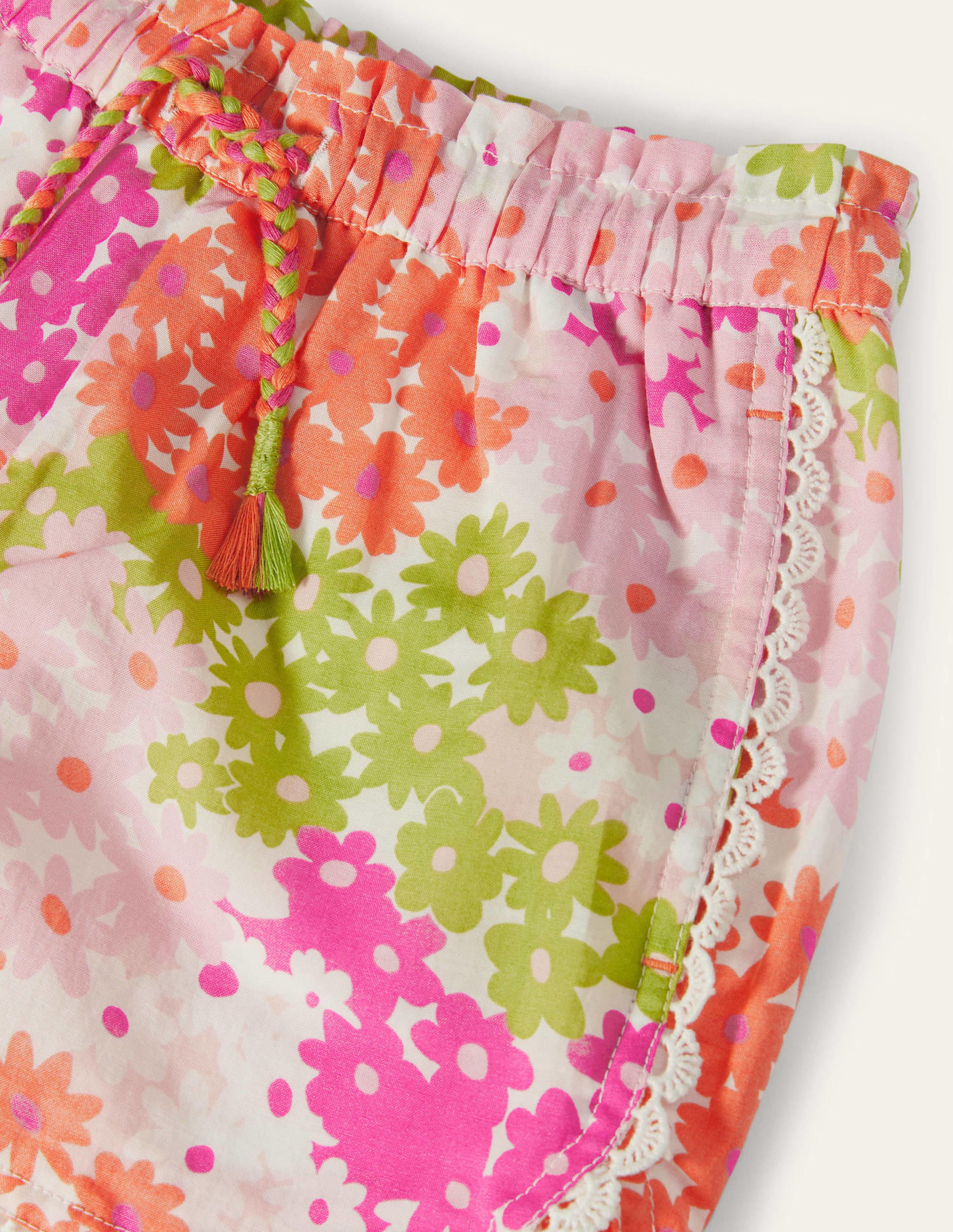 Lace Detail Shorts-Soft Coral Pink Summer Daisy - Image 3