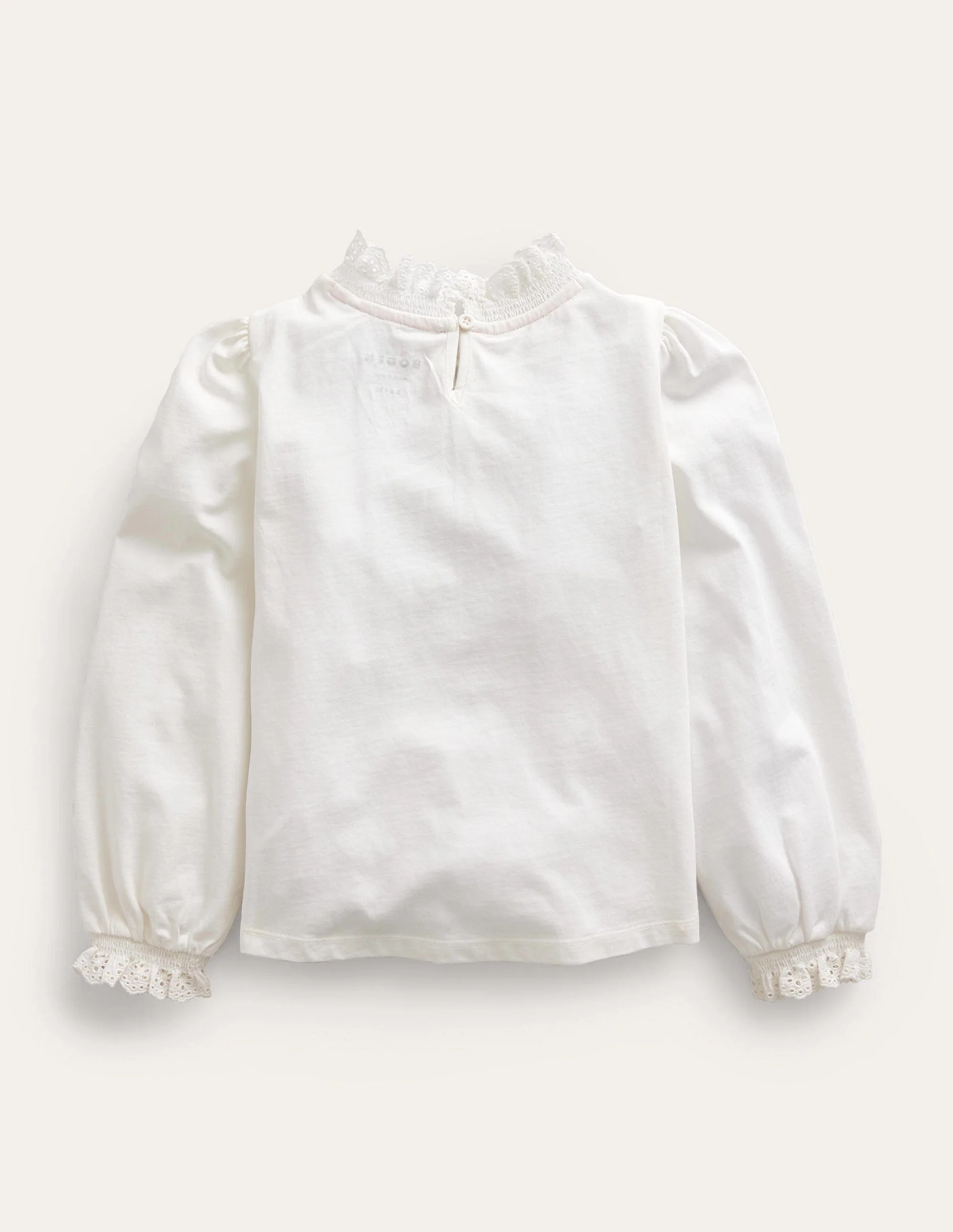 Lace Neck Jersey Blouse-Ivory - Image 2