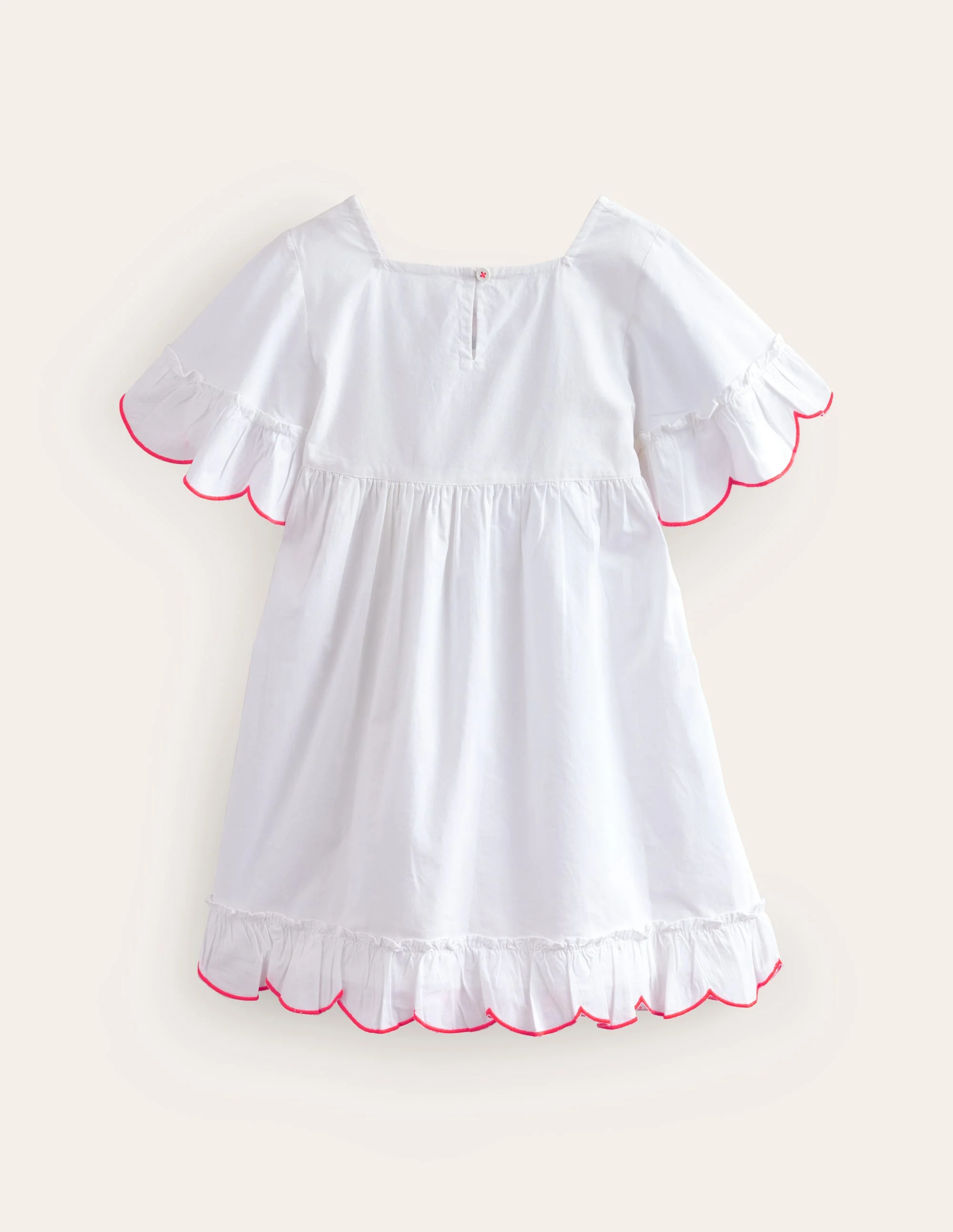 Lightweight Holiday Dress-White Floral Embroidery - Image 2