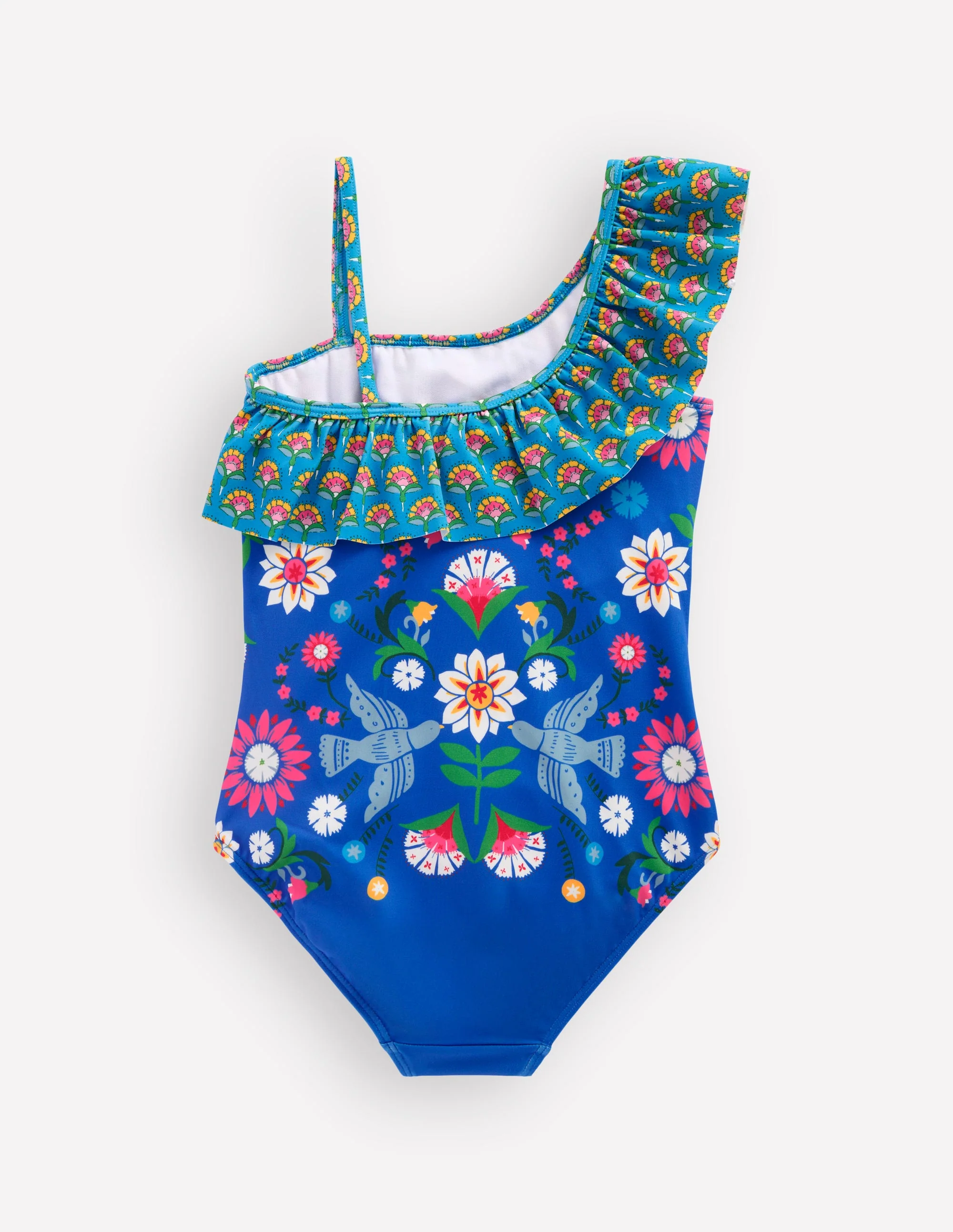 Lila One Shoulder Swimsuit-Kingfisher Blue Bird Floral - Image 2