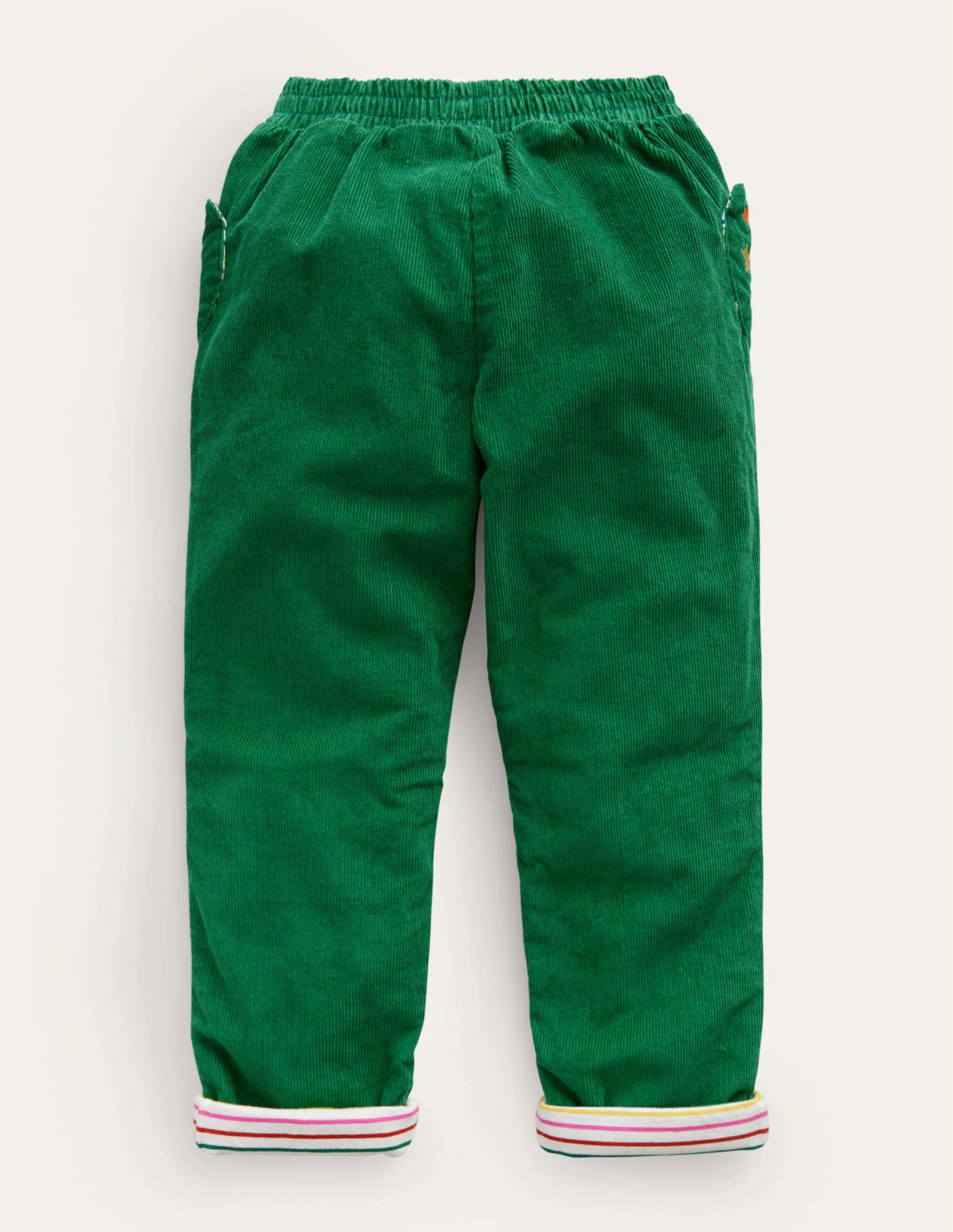 Lined Cord Pull-On Trousers-Deep Green - Image 2