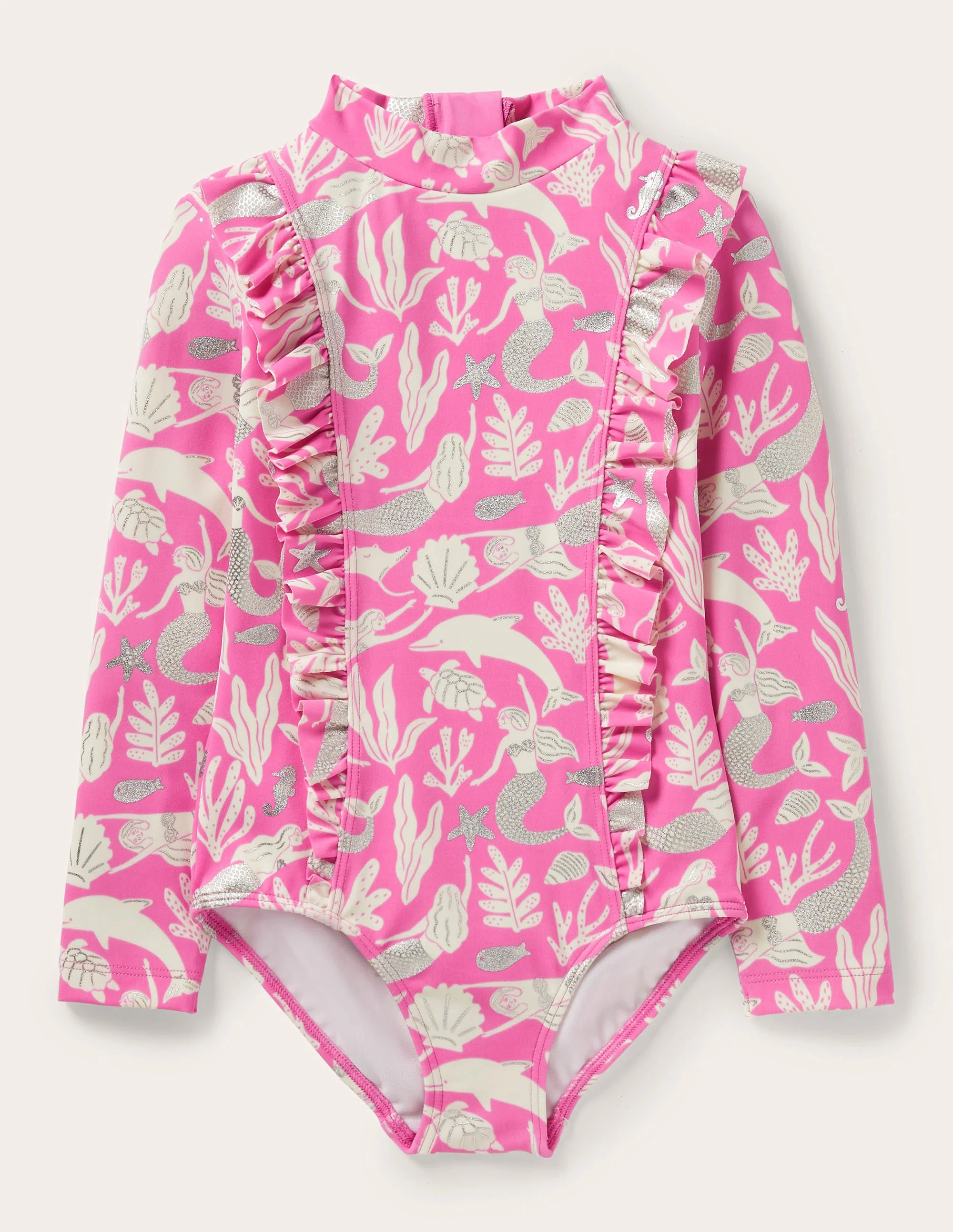 Long-sleeve Frilly Swimsuit-Strawberry Ice Mermaid