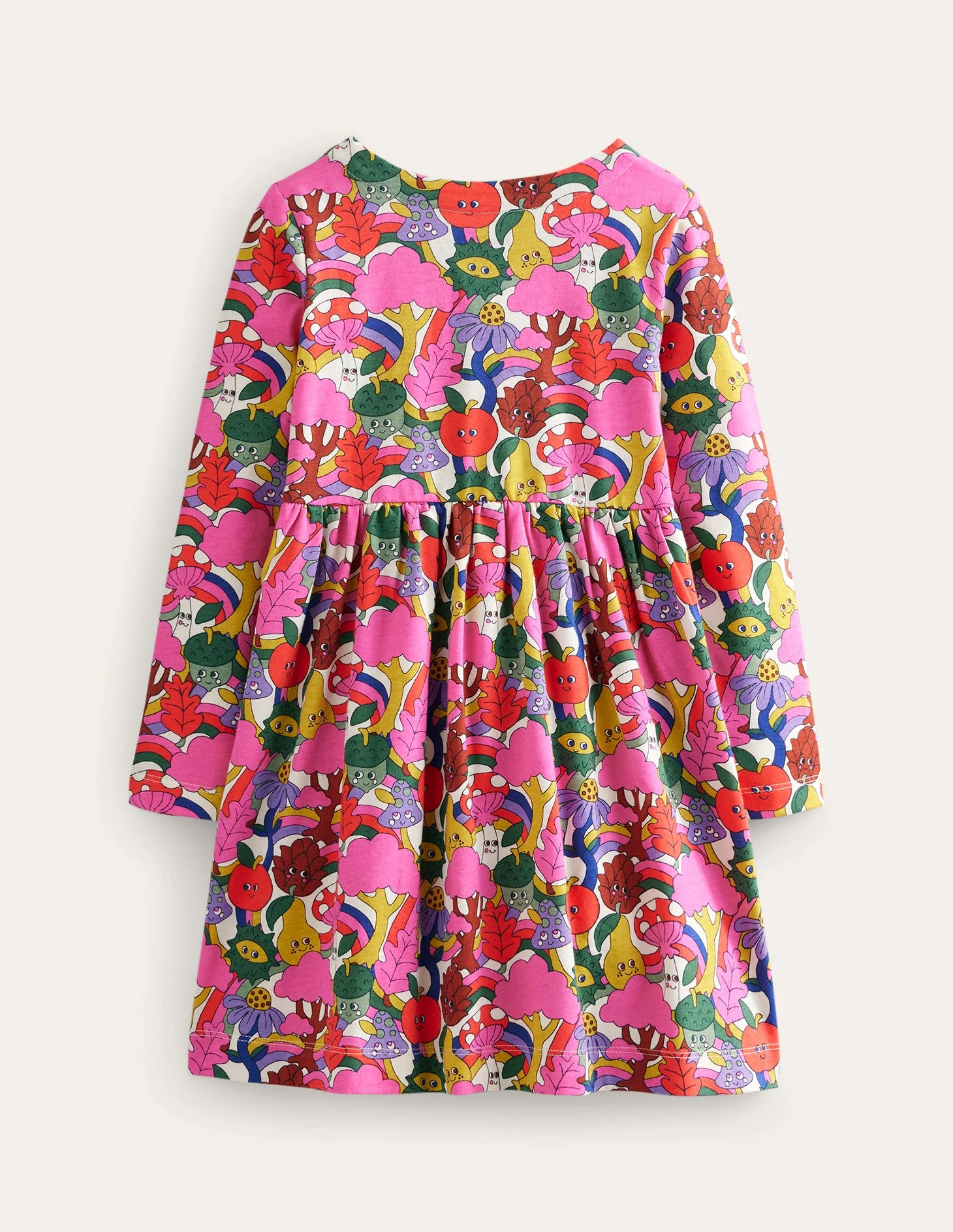 Long Sleeve Fun Jersey Dress-Blush Pink Bonkers Conkers - Image 2