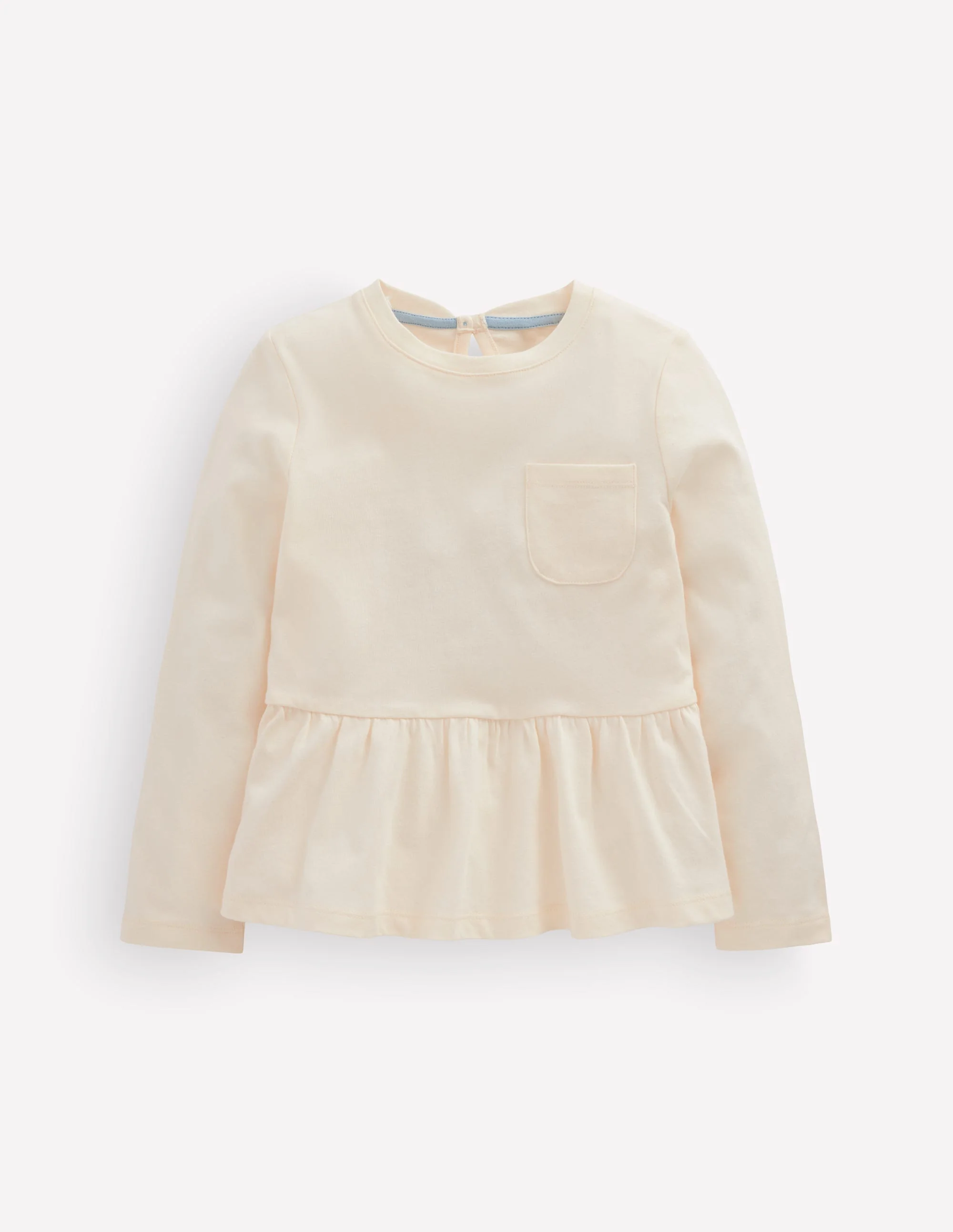 Long Sleeve Peplum Top-Soft Ivory