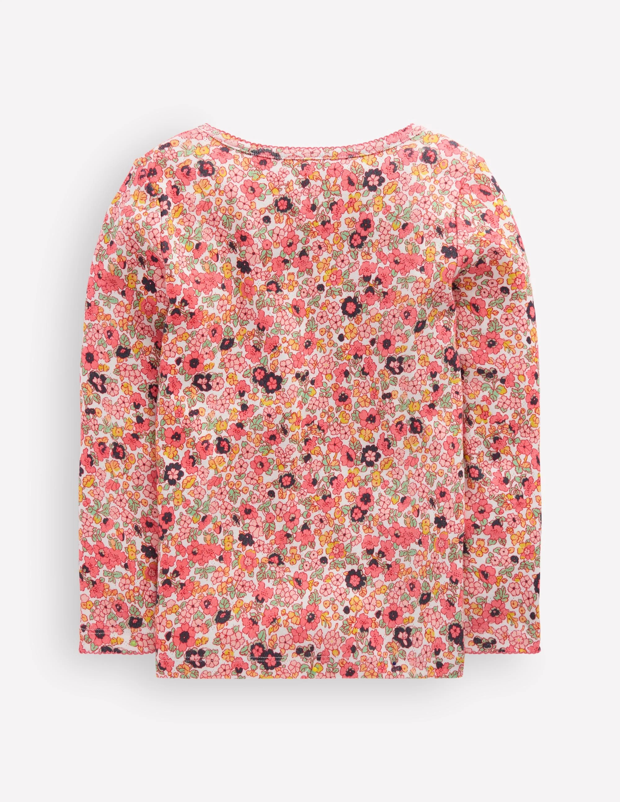 Long Sleeve Pointelle Top-Pink Floral - Image 3