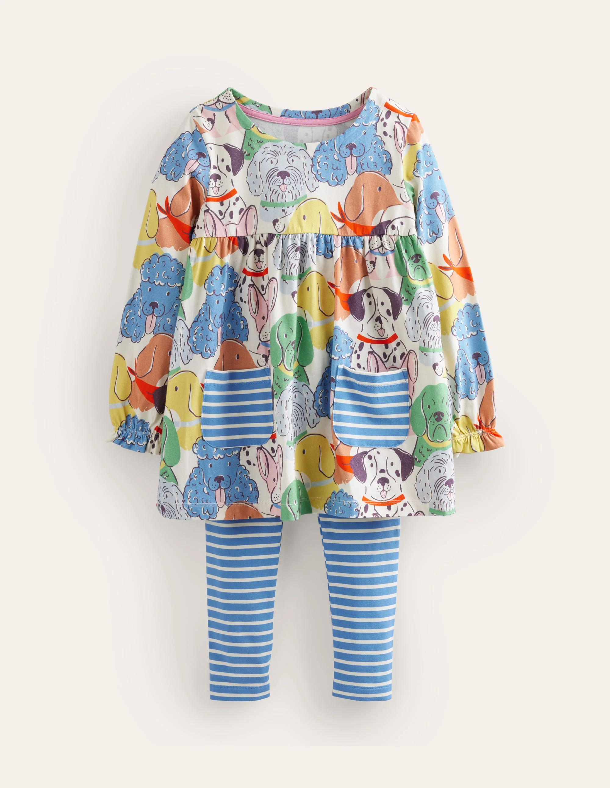 Long Sleeve Printed Tunic Set-Multi Dogs