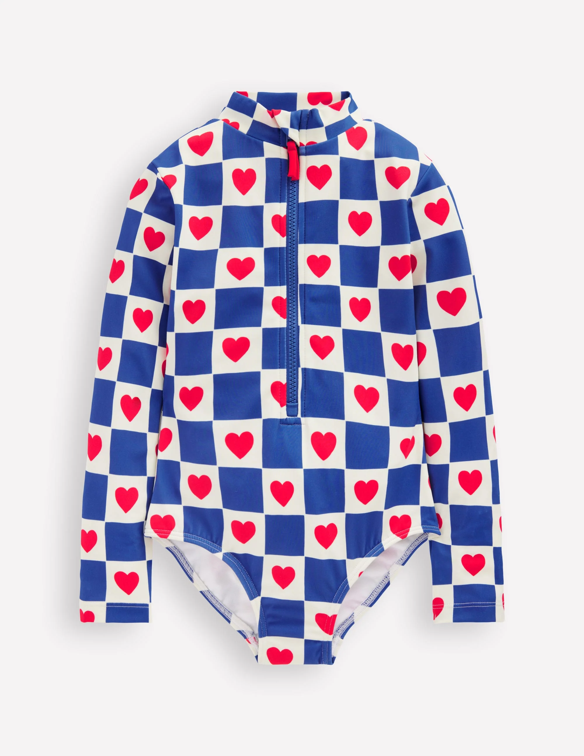 Long-sleeved Swimsuit-Bluejay Heart Stamp