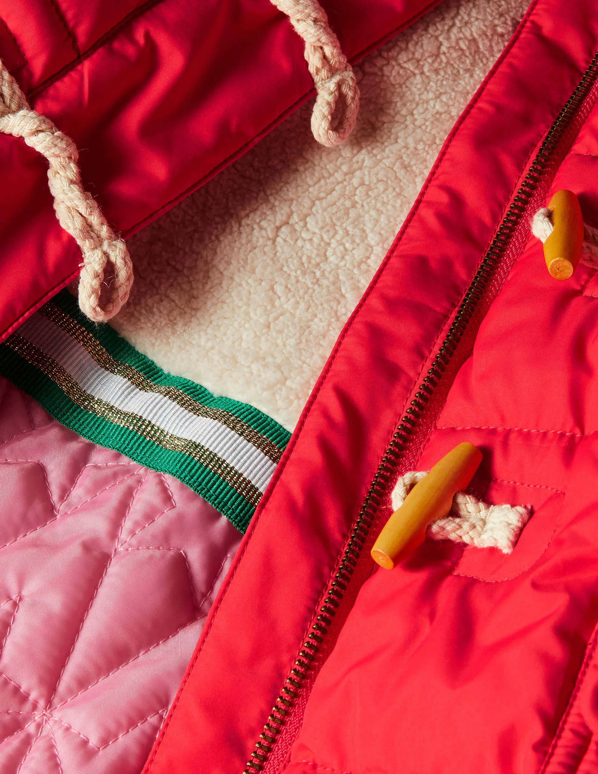 Longline Padded Jacket-Rockabilly Red - Image 3