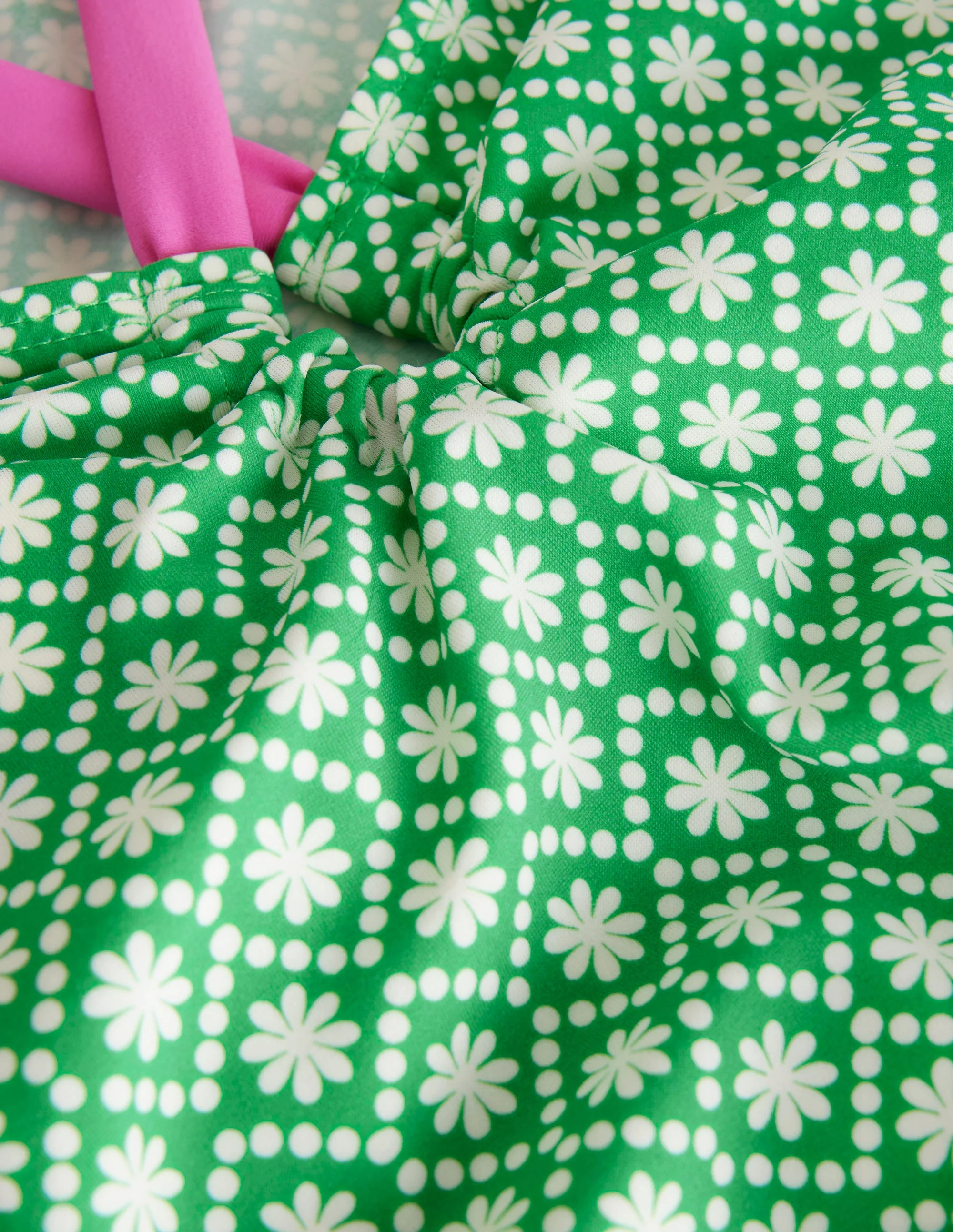 Loop Back Swimsuit-Ivory School Green Daisy Dot - Image 3