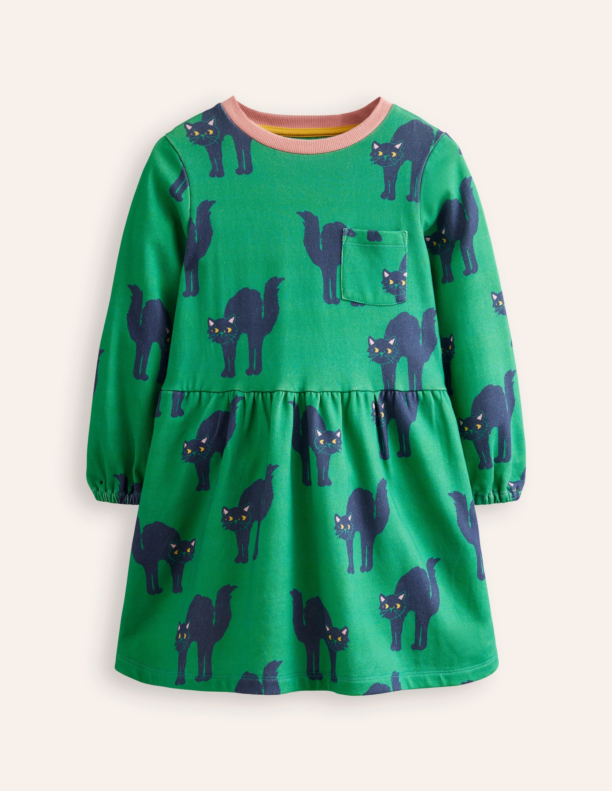 Loopback Sweatshirt Dress-Topaz Green Cats