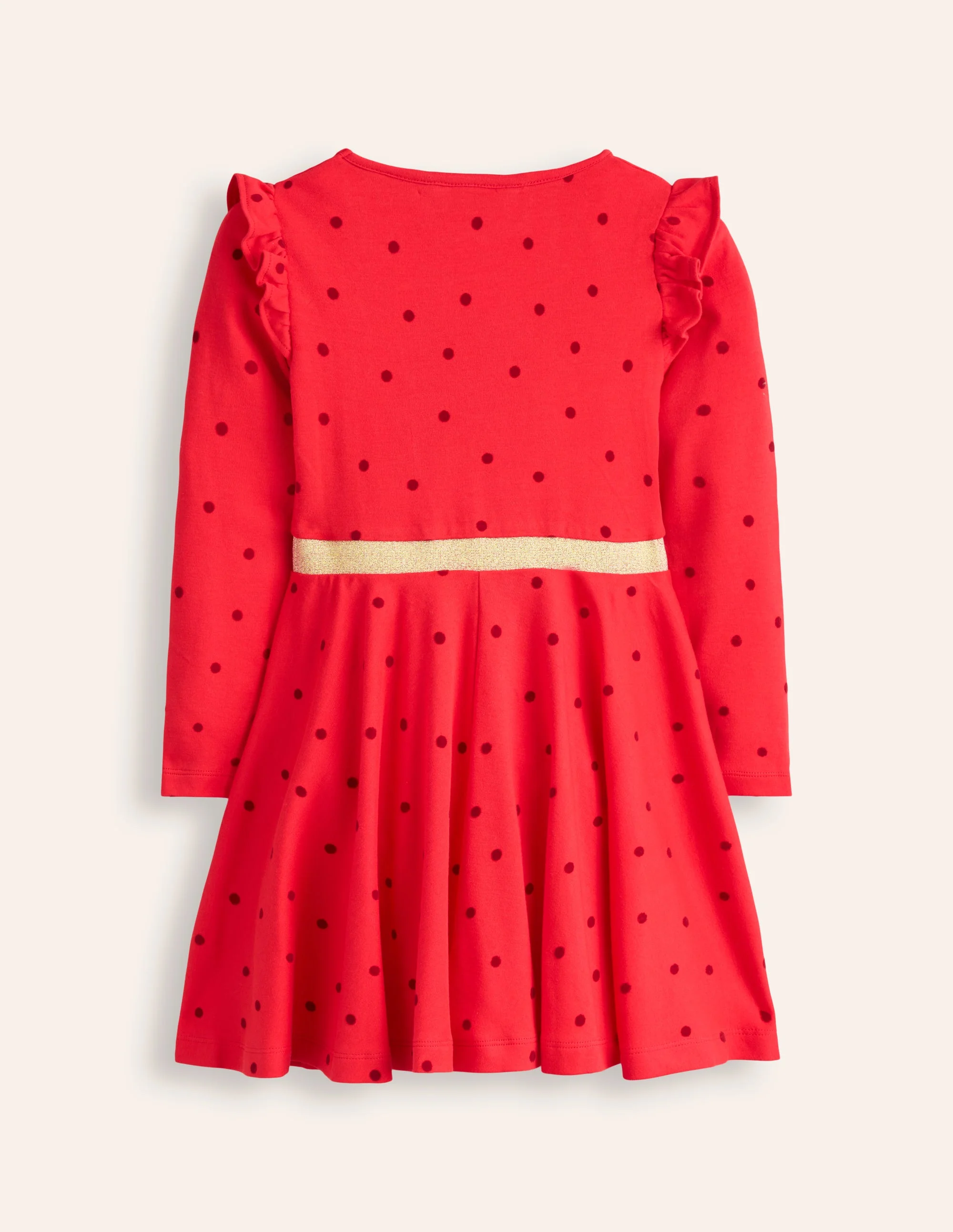 Mabel Twirly Ballerina Dress-Poppy Red Flocked Spot - Image 6