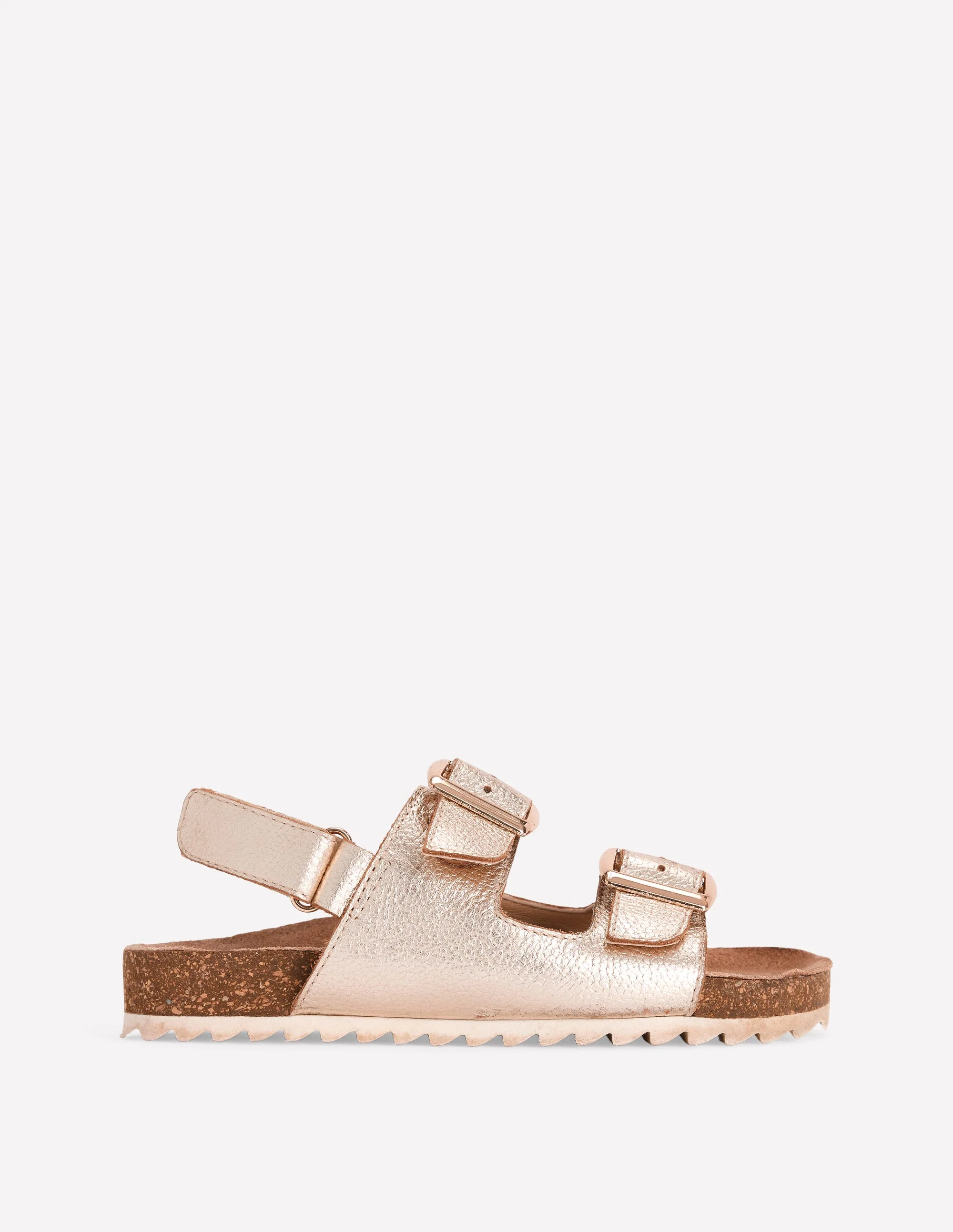 Metallic Double Strap Sandals-Gold