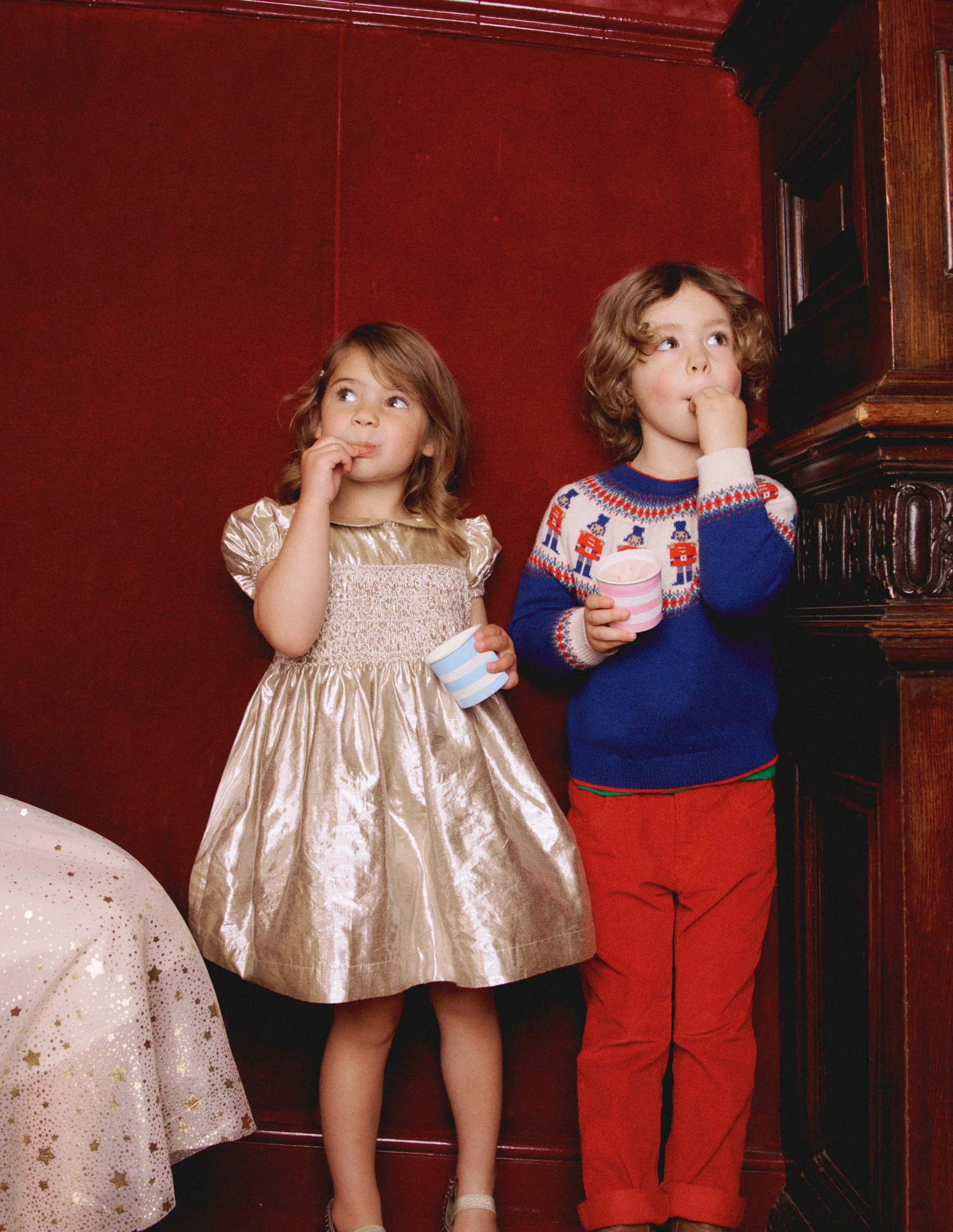 Metallic Smocked Party Dress-Gold - Image 4