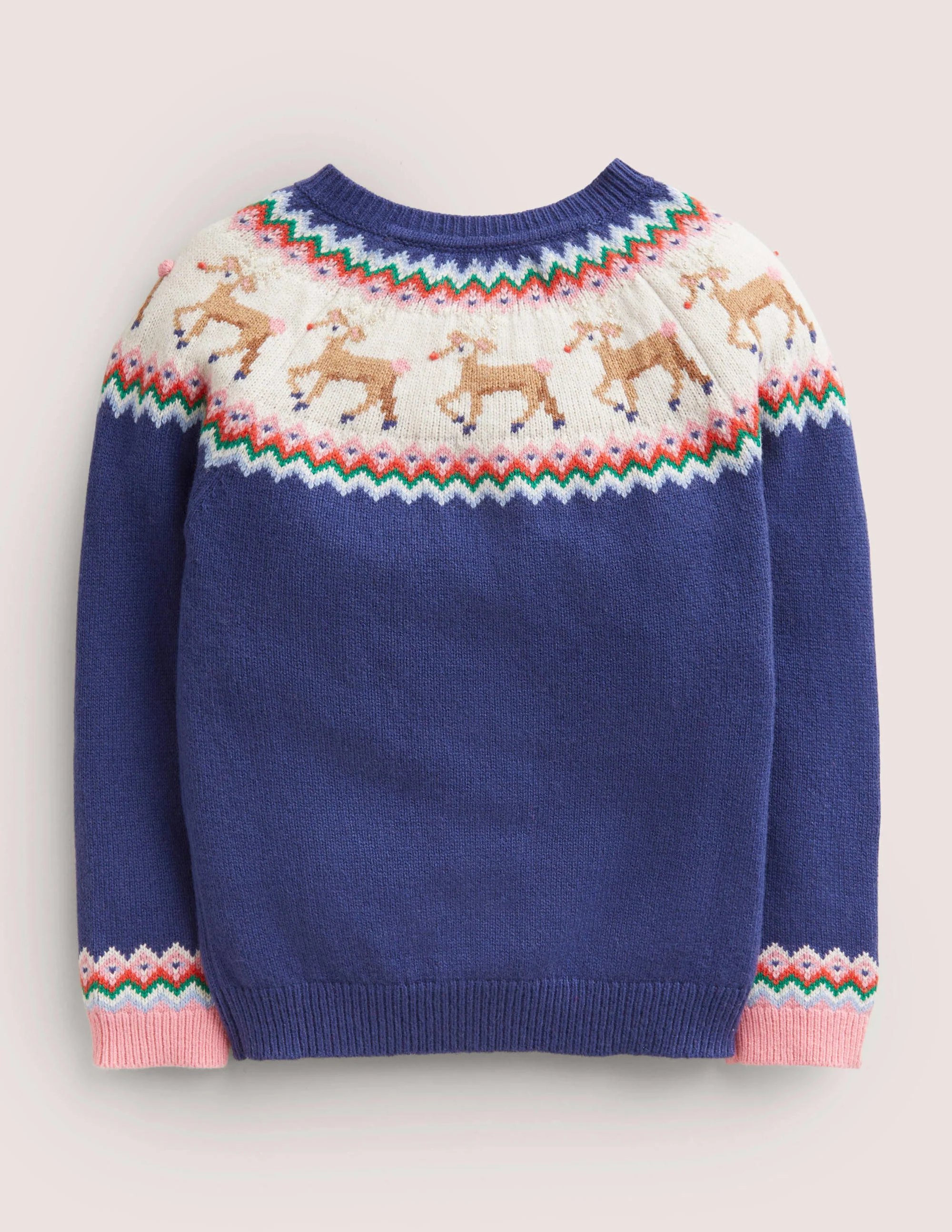 Navy Reindeer Fair Isle Christmas Cardigan-Navy Reindeers - Image 2