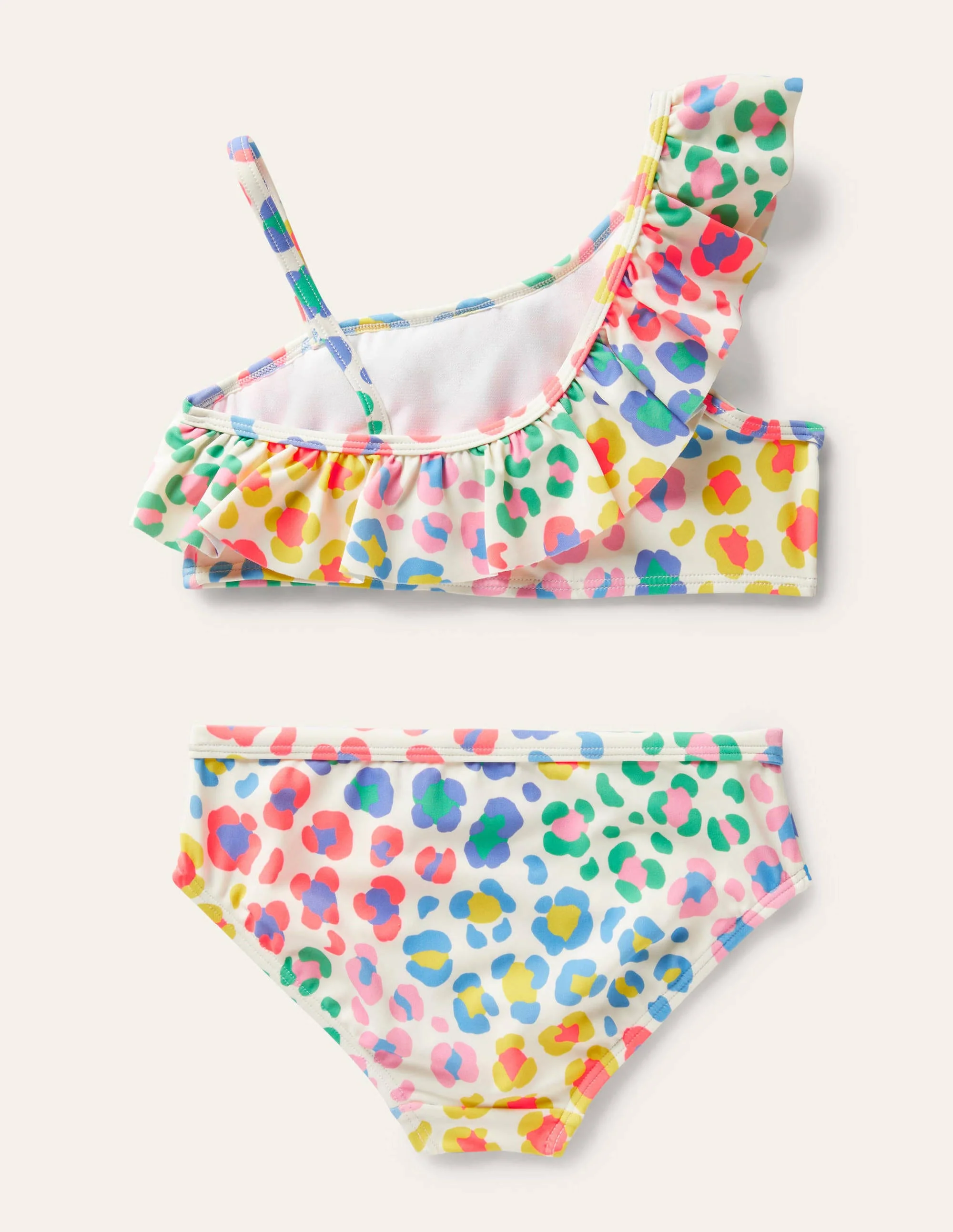 One Shoulder Frilly Bikini-Multi Leopard Print - Image 2