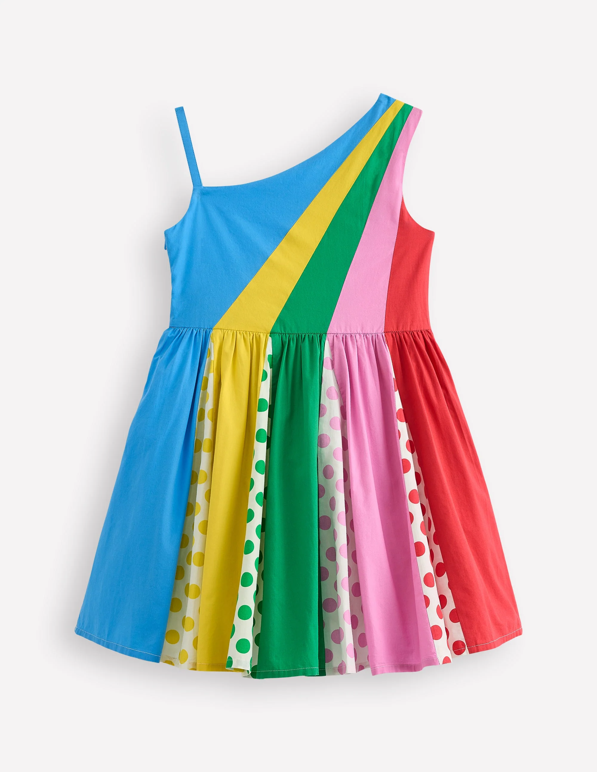 One Shoulder Woven Dress-Multi Spot - Image 2