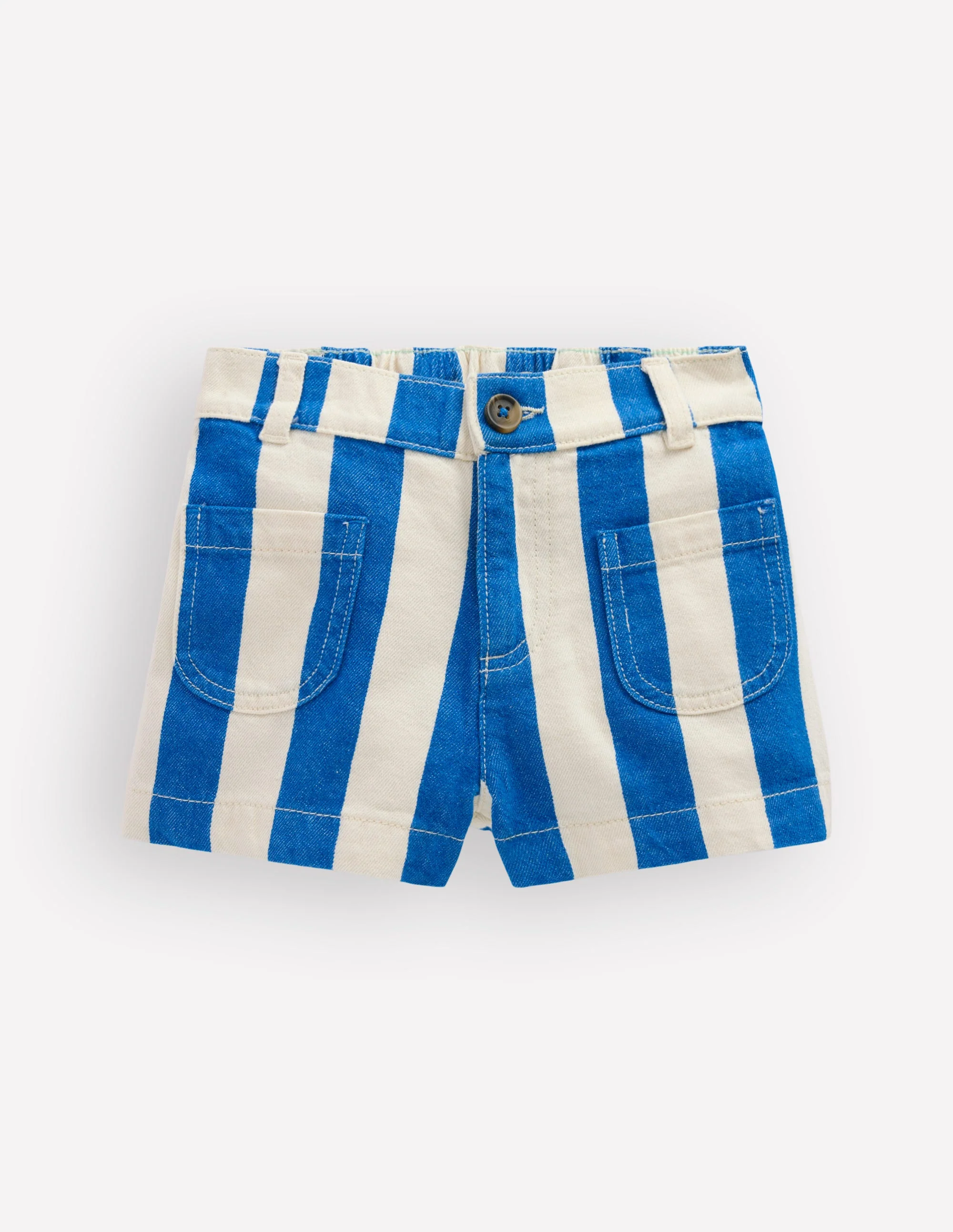 Patch Pocket Shorts-Kingfisher Blue/ Ivory - Image 3