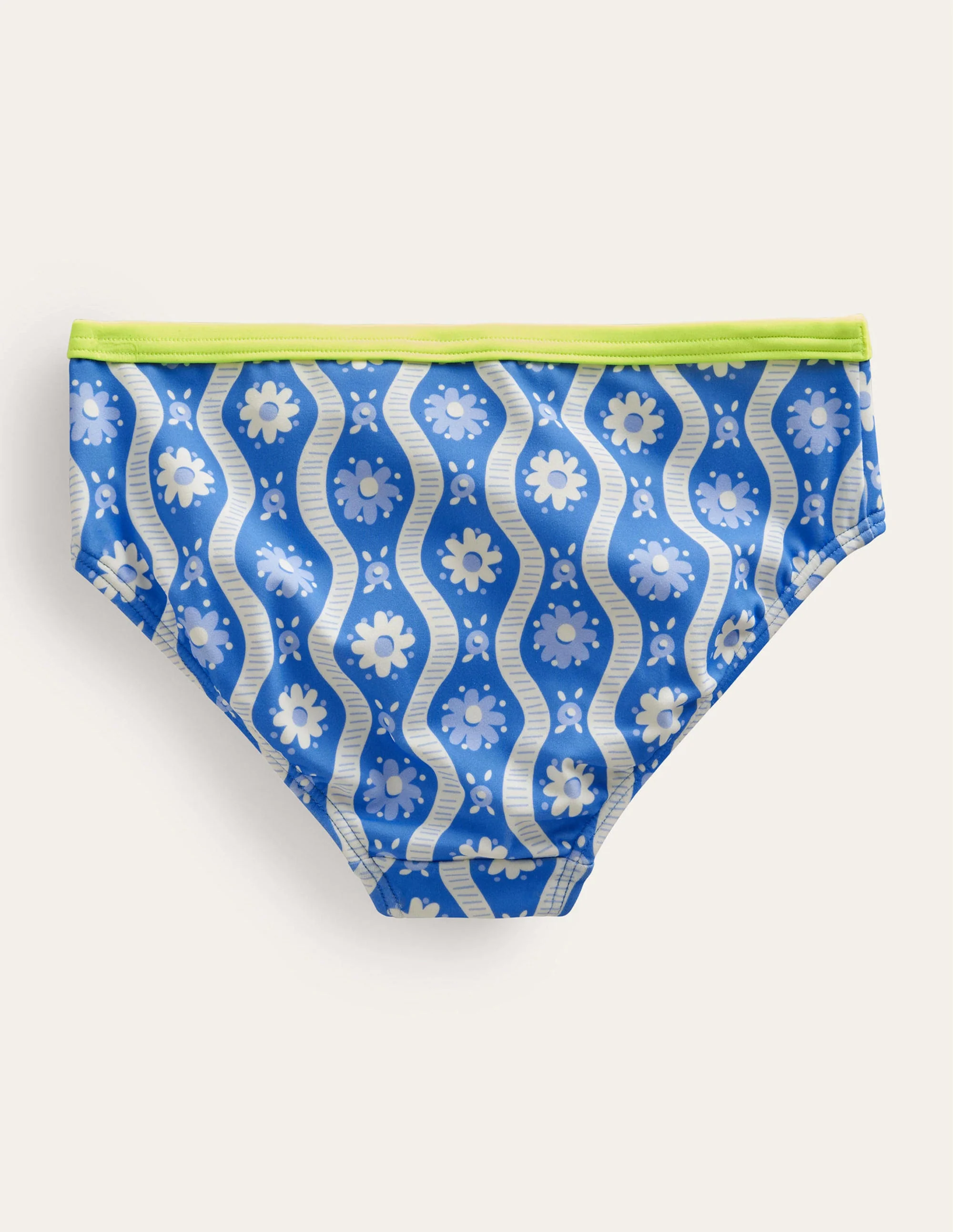 Patterned Bikini Bottoms-Penzance Blue Daisy Wave - Image 2
