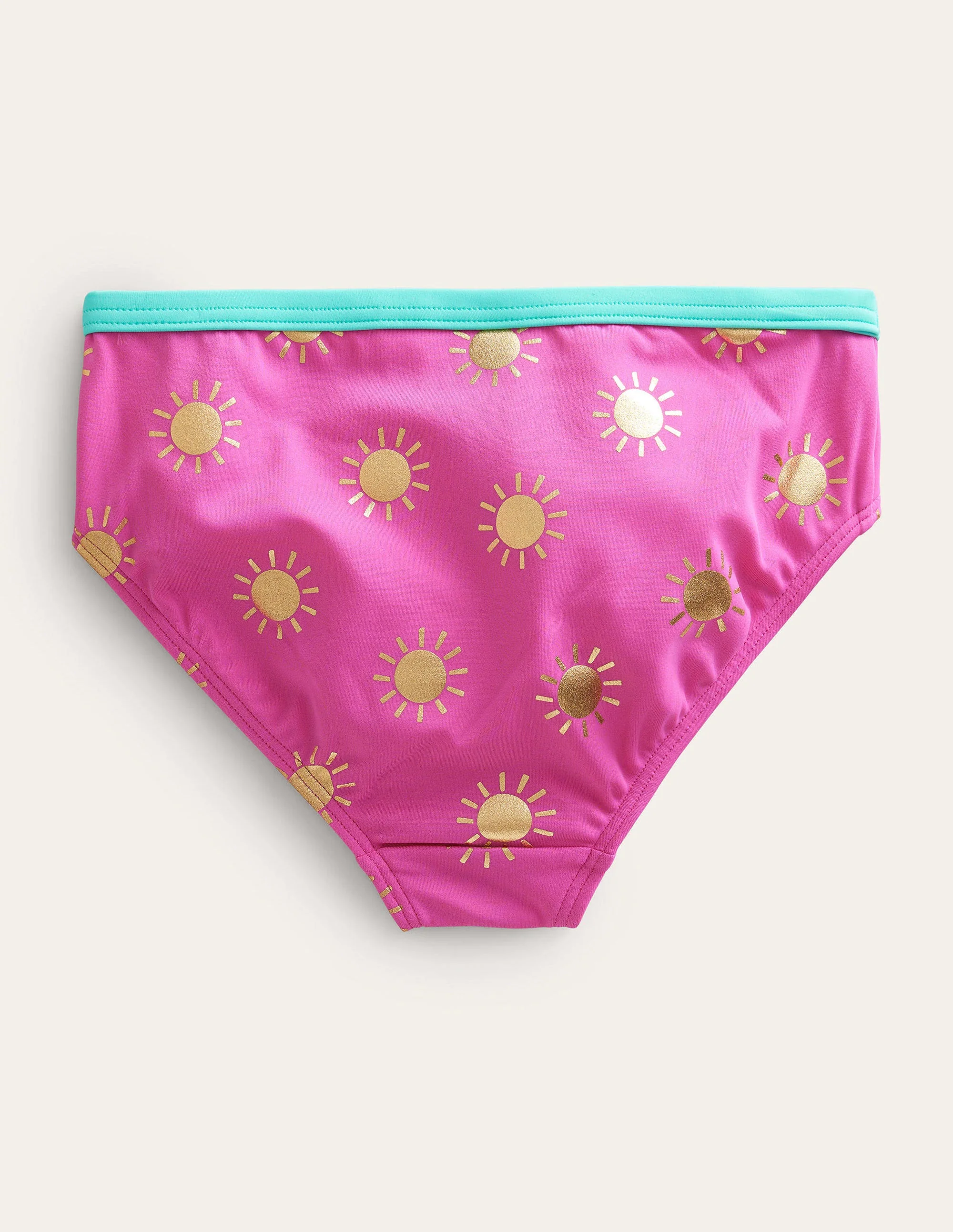 Patterned Bikini Bottoms-Tickled Pink Gold Foil Suns - Image 2