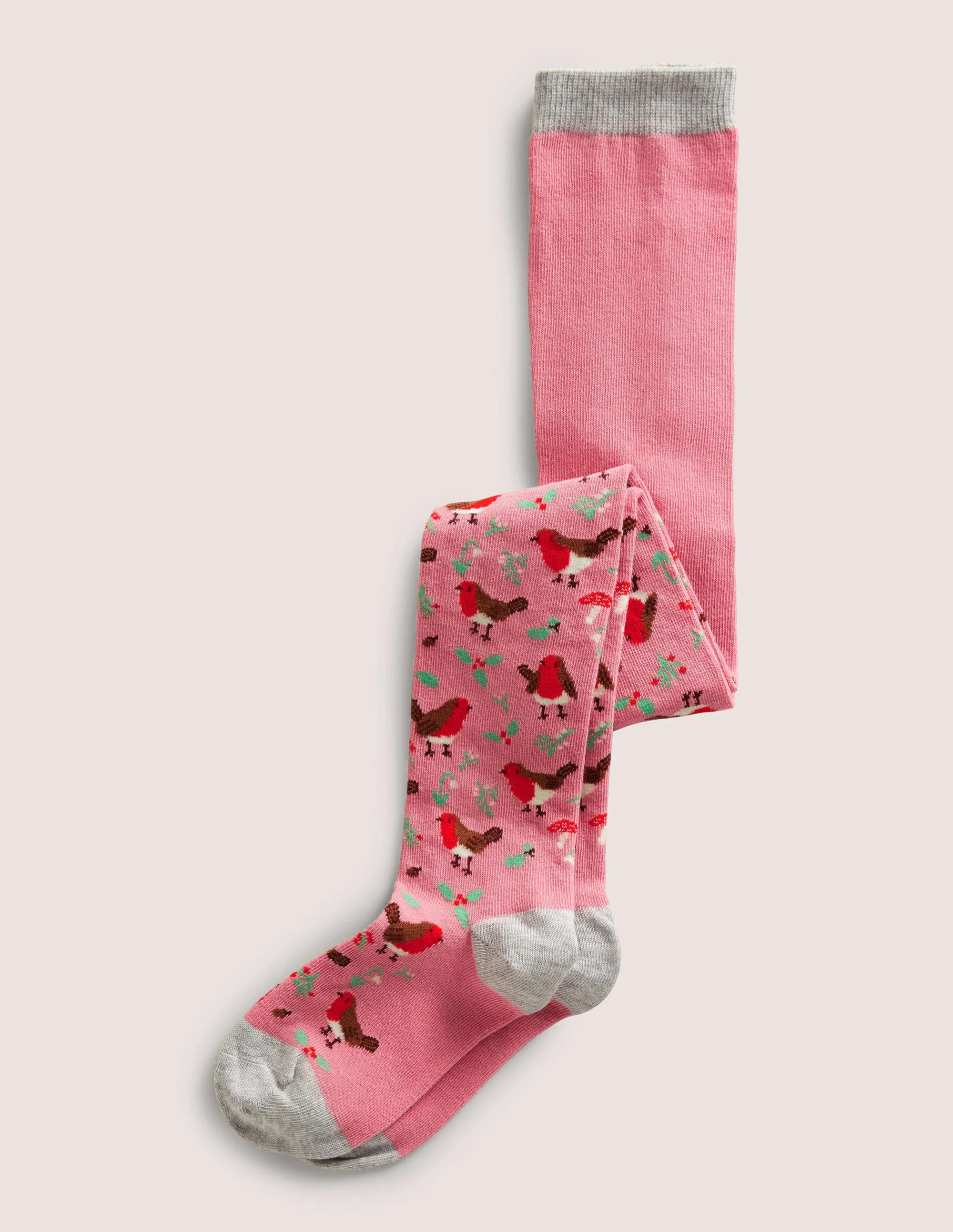 Patterned Tights-Pink Robins