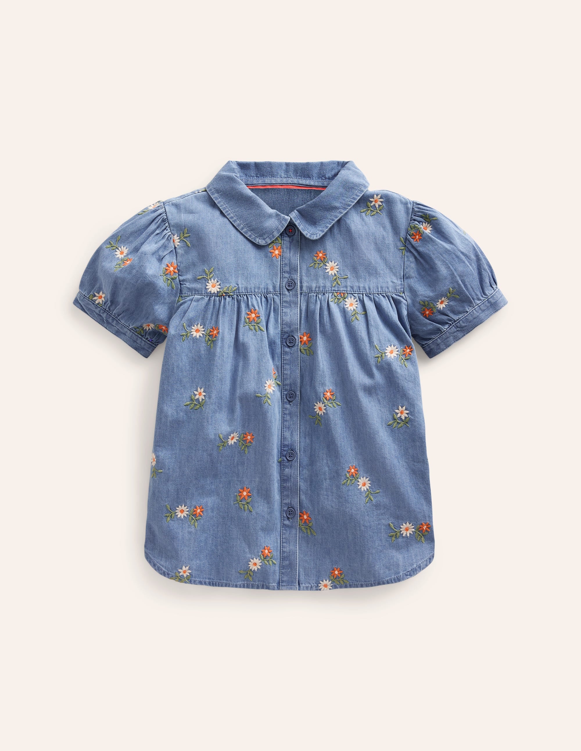 Peter Pan Collar Shirt-Mid Vintage Embroidered