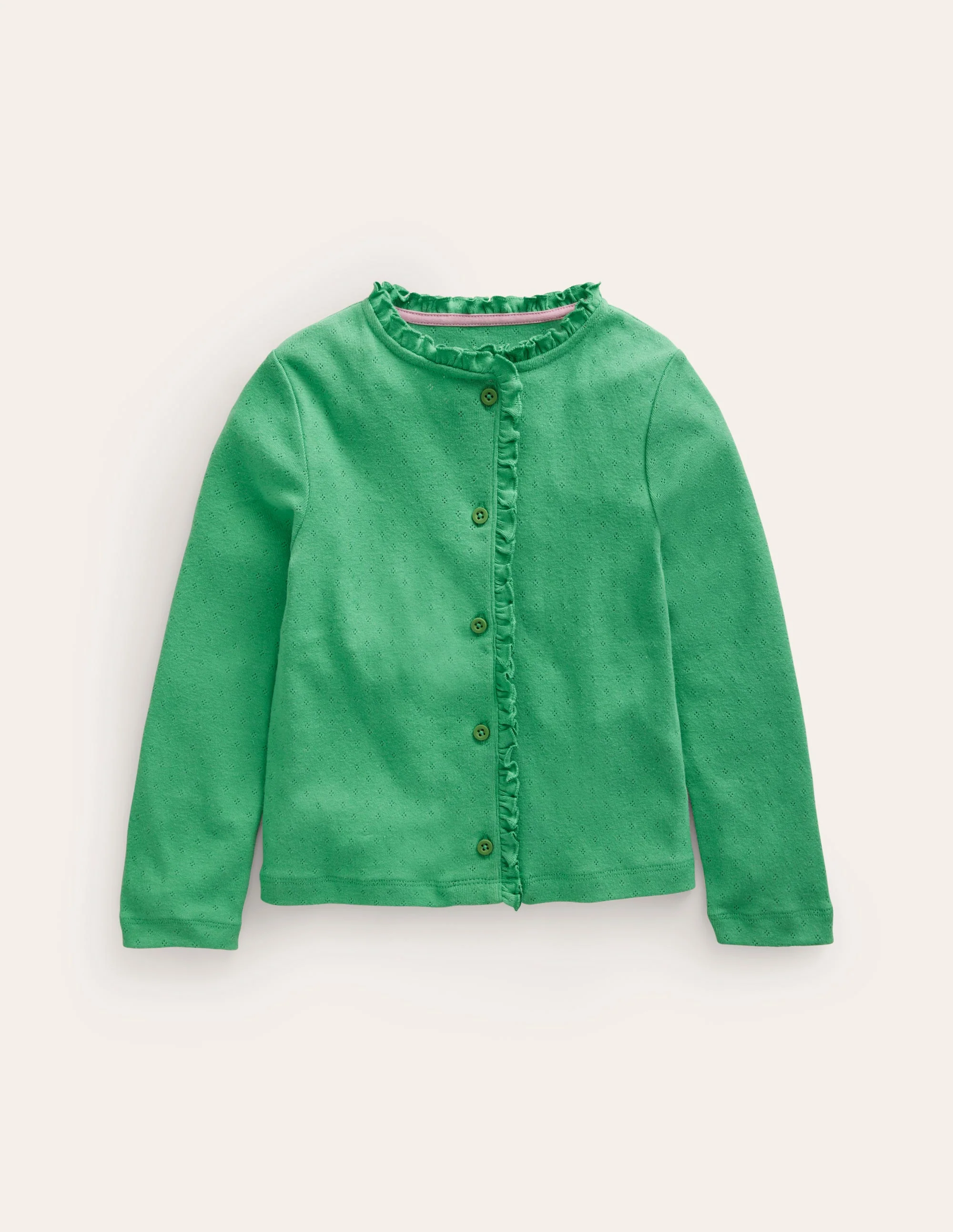 Pointelle Cardigan-Aloe Green