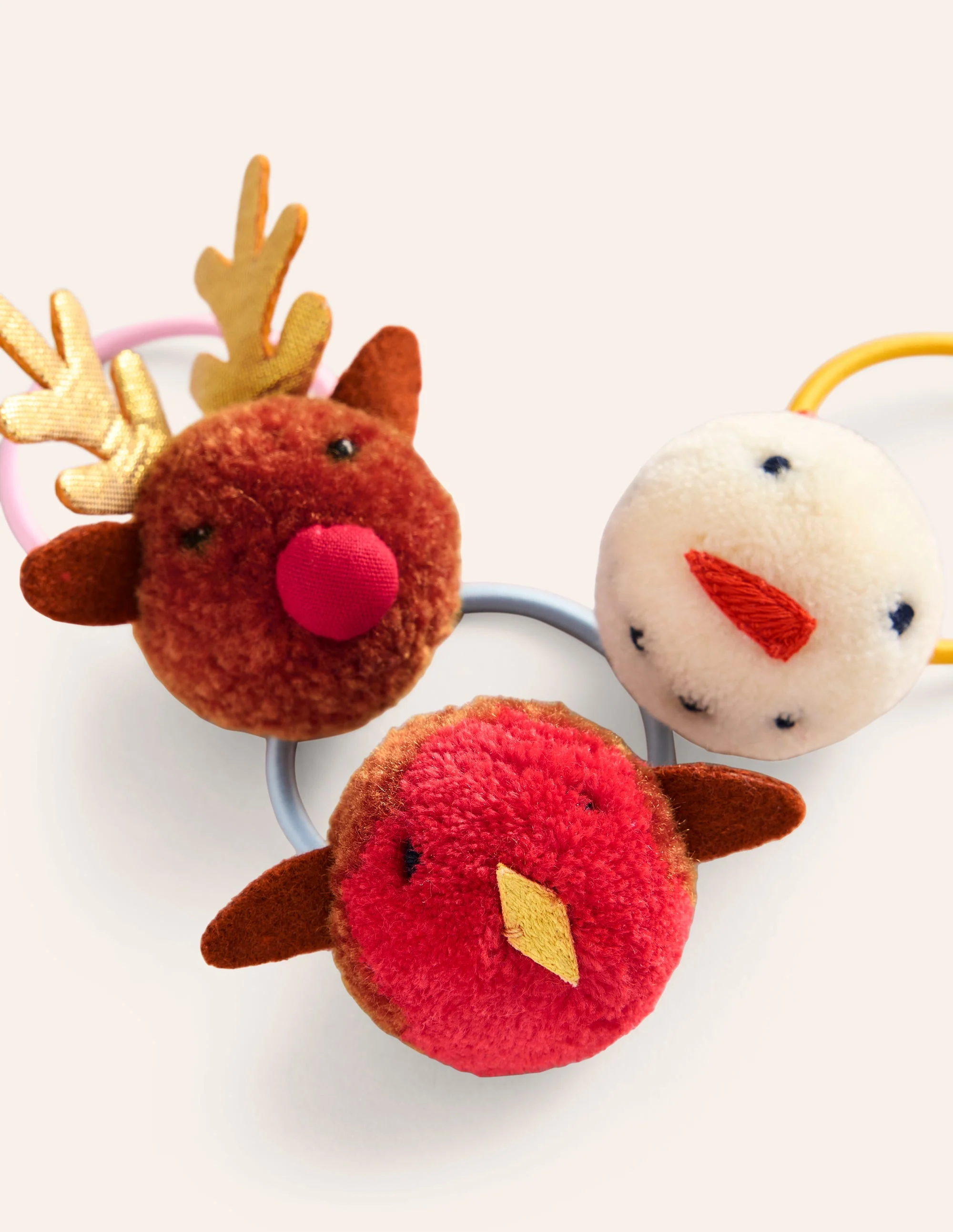 Pom Pom Hairbands 3 Pack-Multi Festive - Image 2