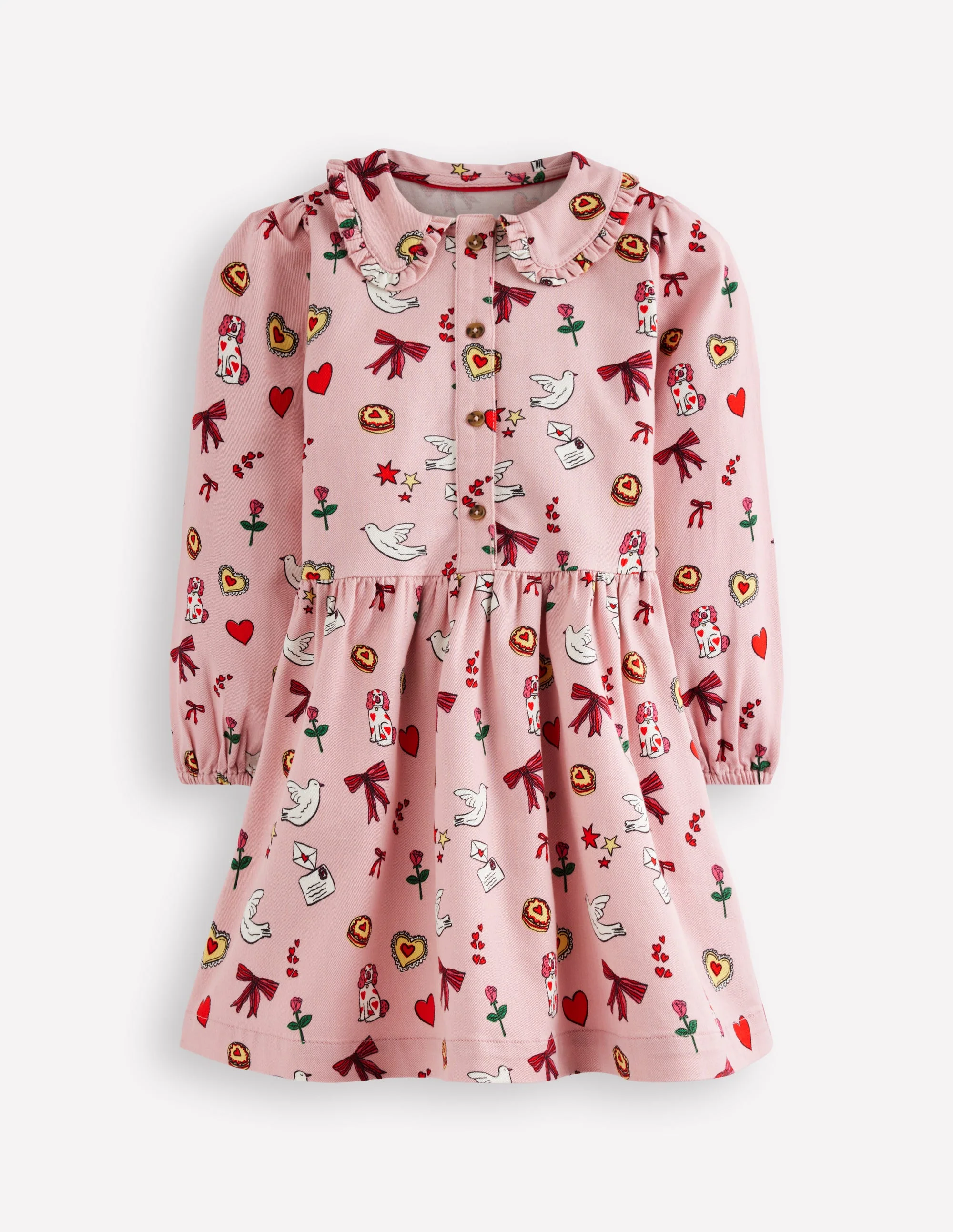 Pretty Shirt Dress-Vintage Pink Happy Valentine