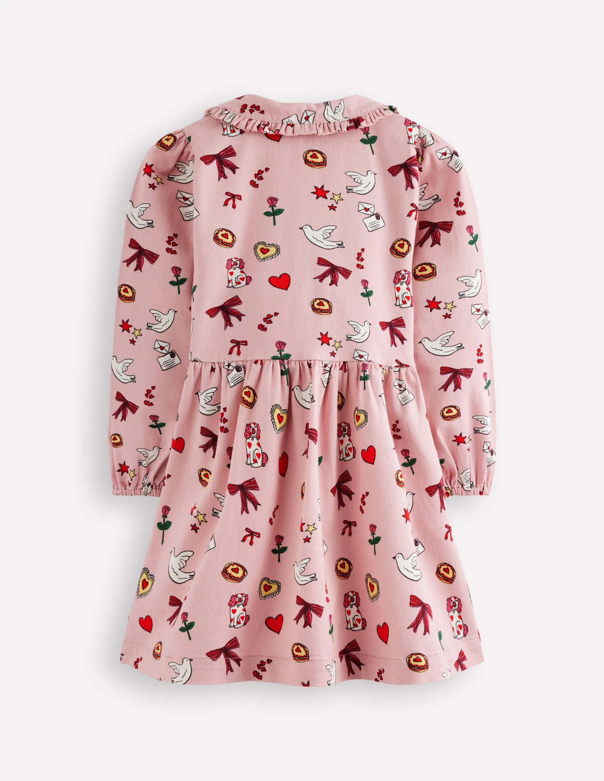 Pretty Shirt Dress-Vintage Pink Happy Valentine - Image 2