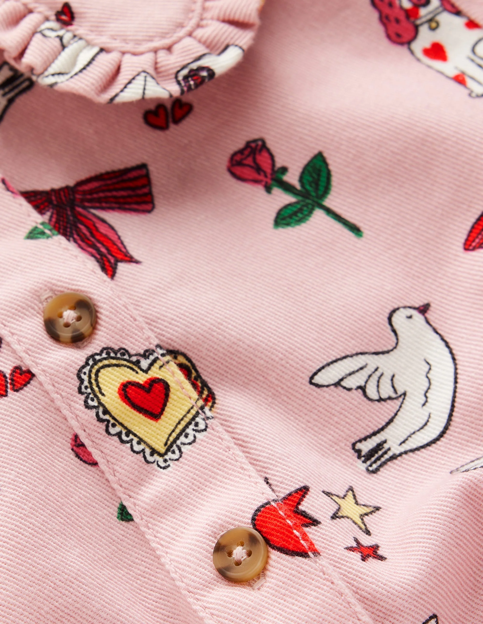 Pretty Shirt Dress-Vintage Pink Happy Valentine - Image 3