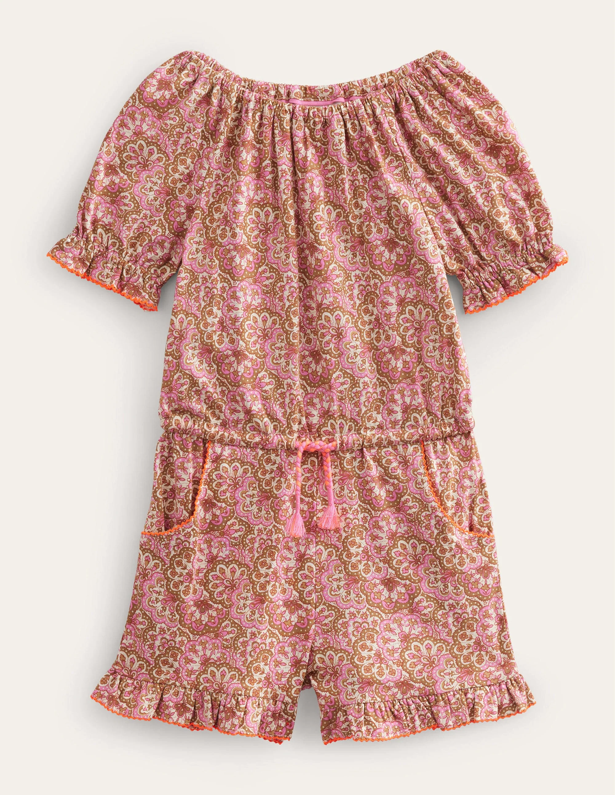 Printed Jersey Playsuit-Pink Blossom Paisley