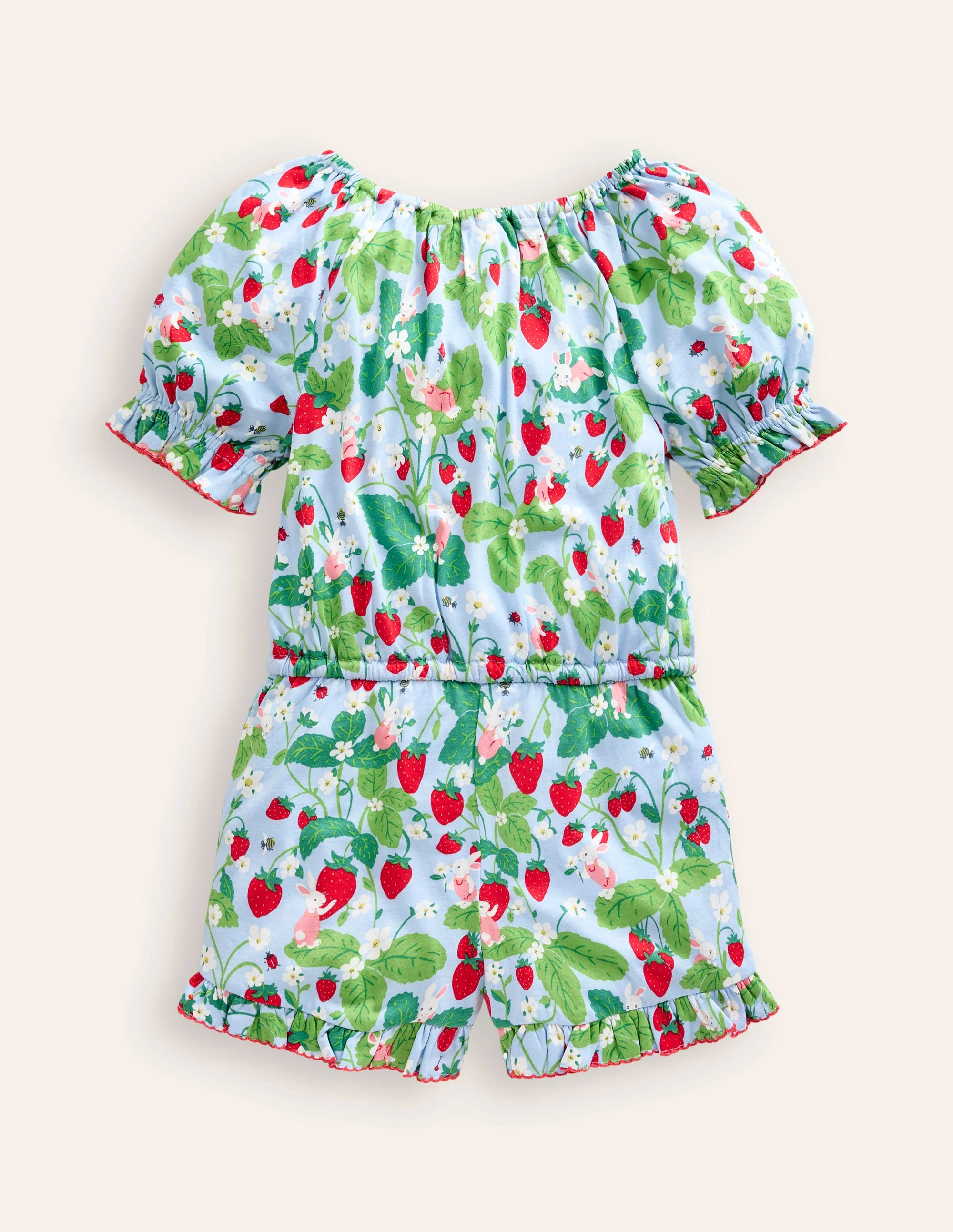Printed Jersey Playsuit-Strawberry Field - Image 2