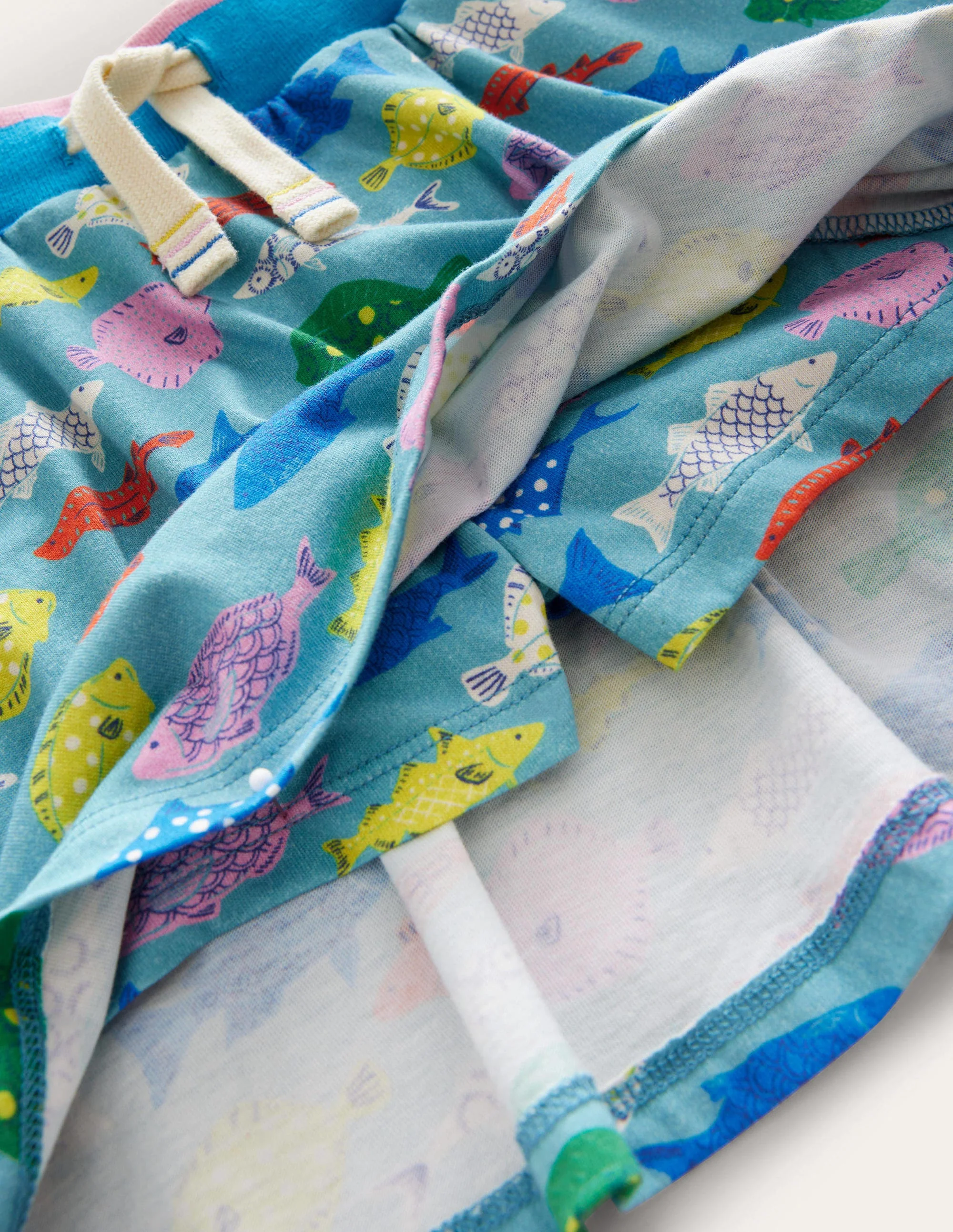 Printed Jersey Skort-Aqua Sea Blue Fish - Image 3