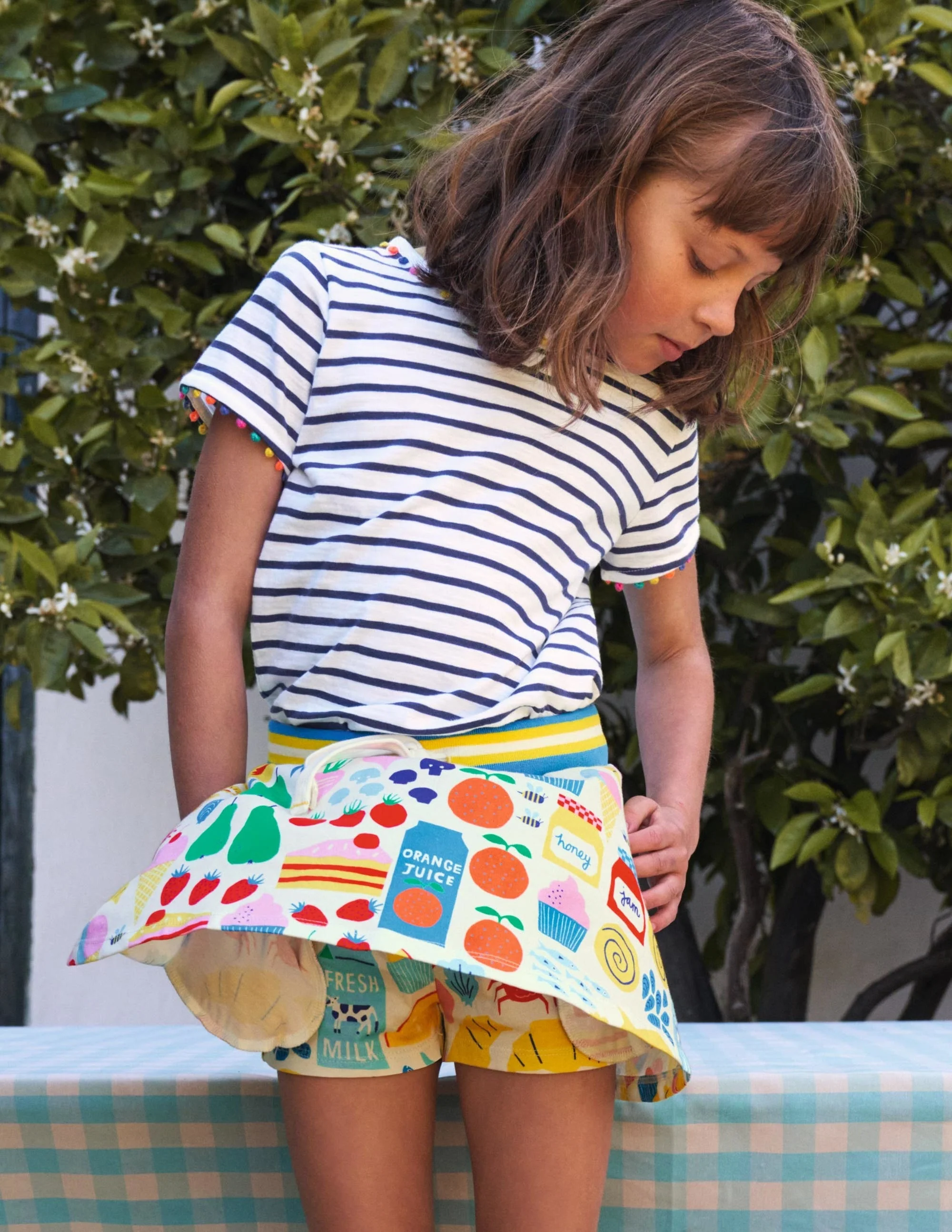Printed Jersey Skort-Multi Farmers Market - Image 4