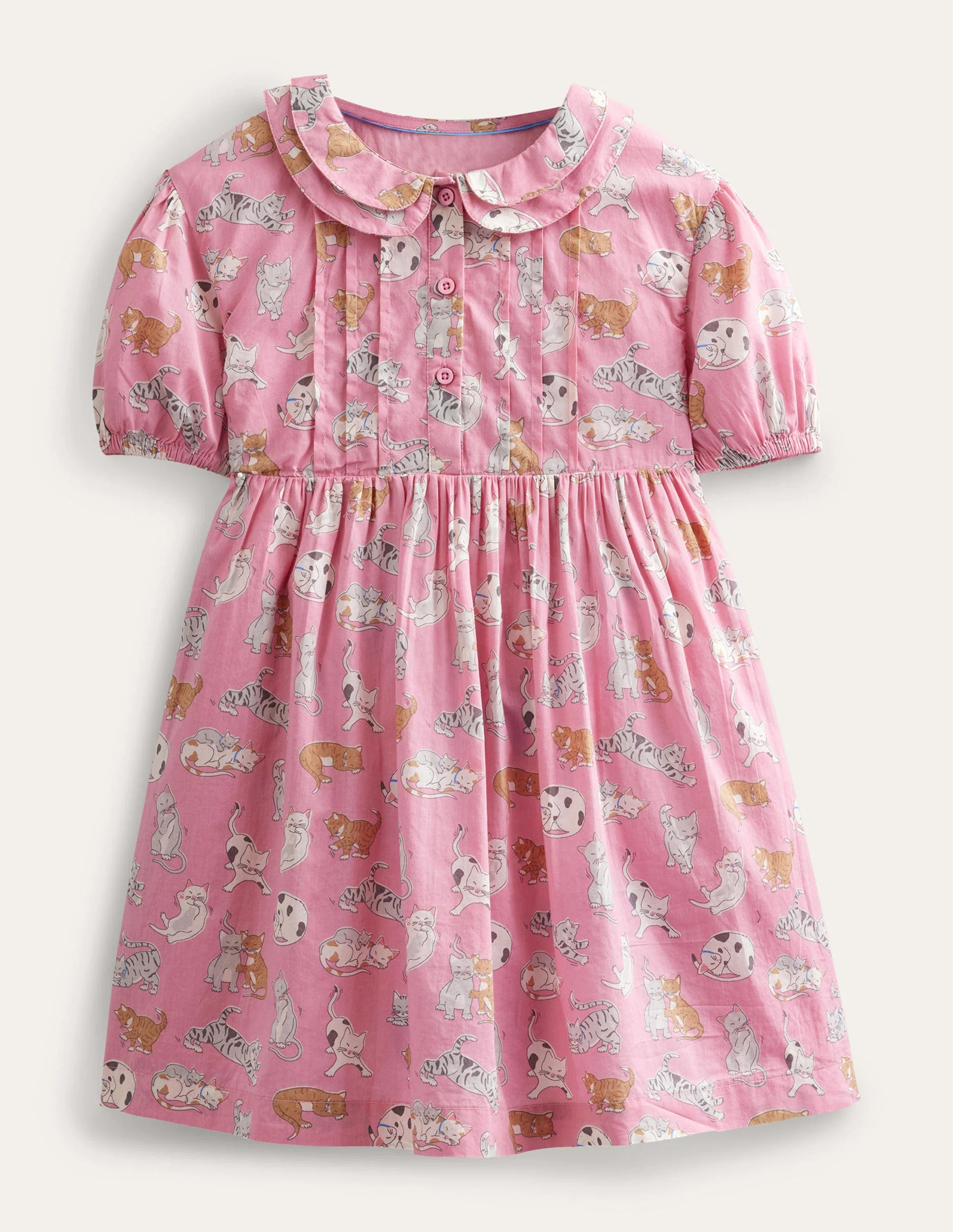 Printed Tea Dress-Formica Pink Cats